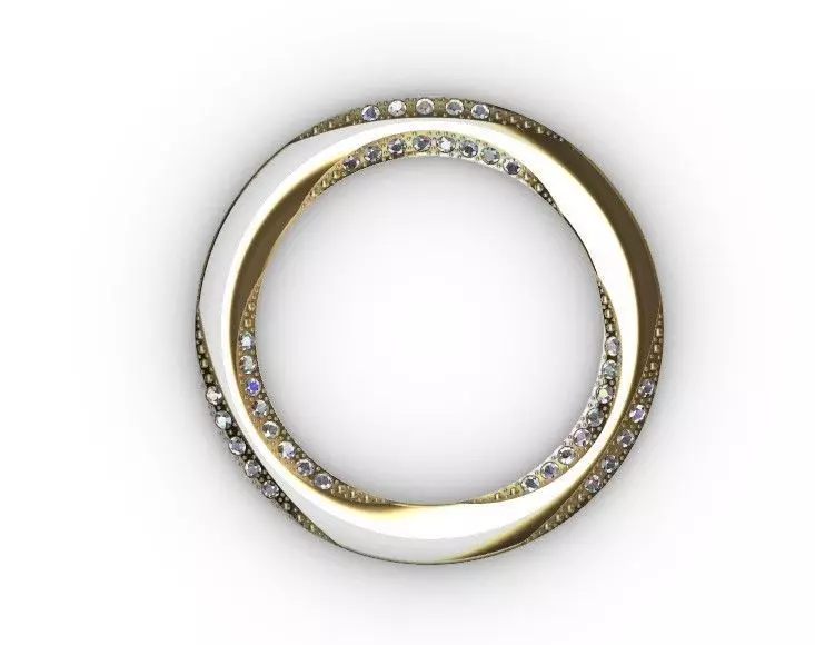 3D Circular Ring Pendant Gold Jewelry with Gemstone Inlay 3D model_1