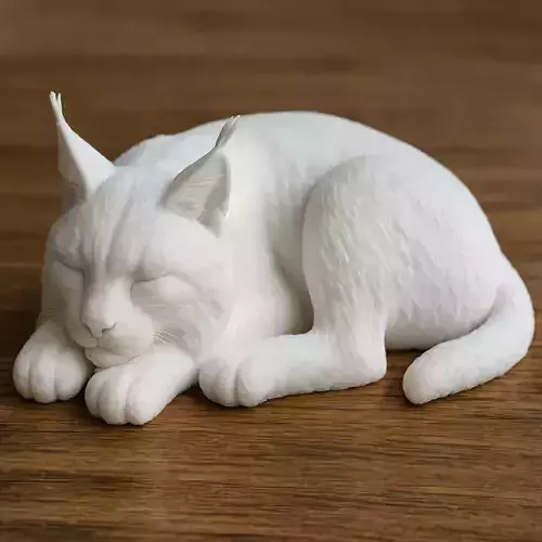 Sleeping Eurasian Lynx Figurine