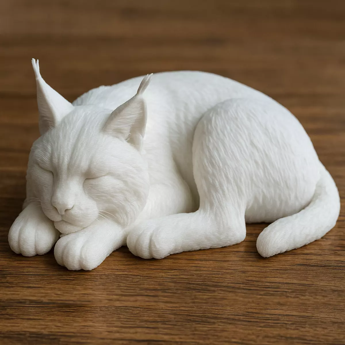 Sleeping Eurasian Lynx Figurine 3D print model_0