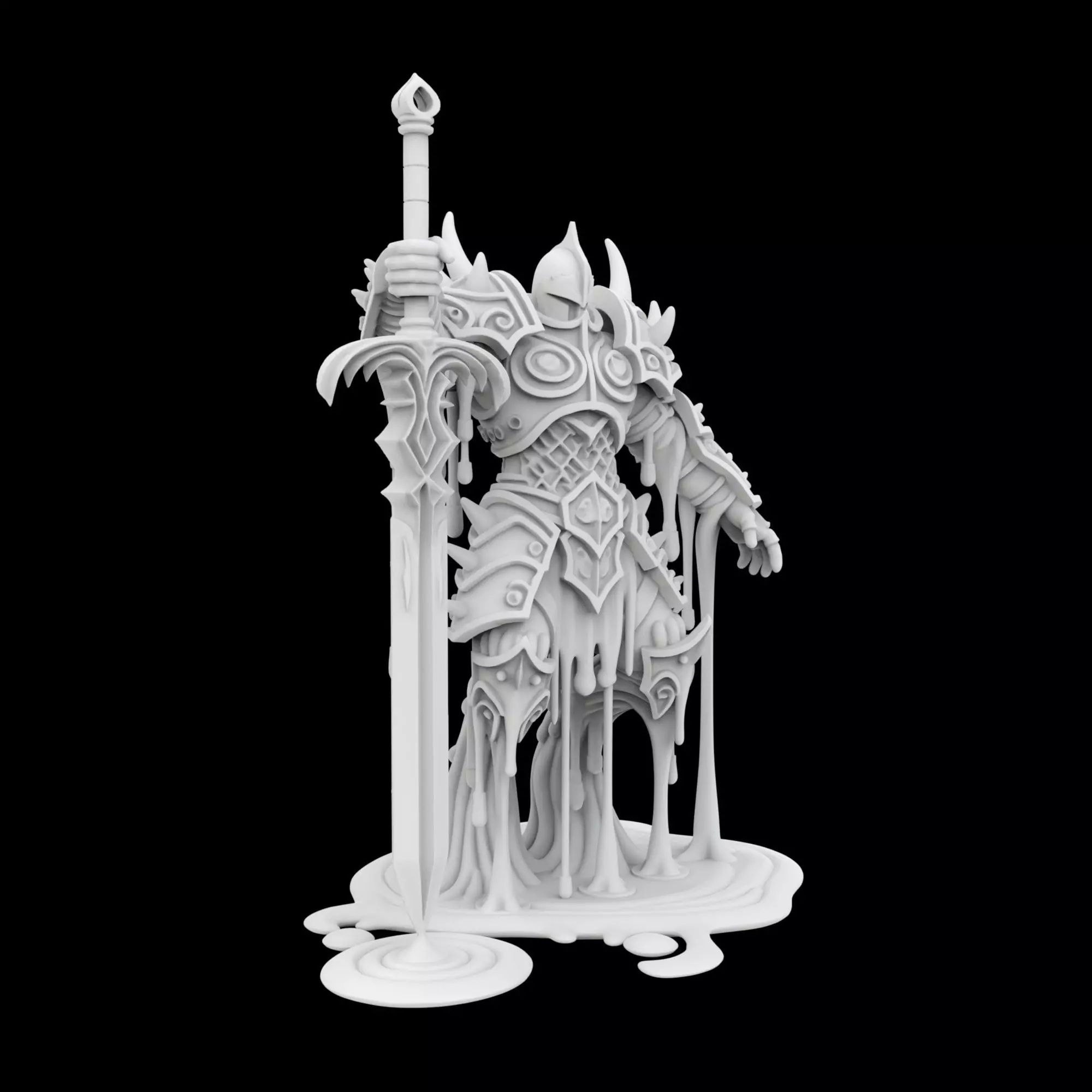 Melting Warrior Statue 3D print model_0