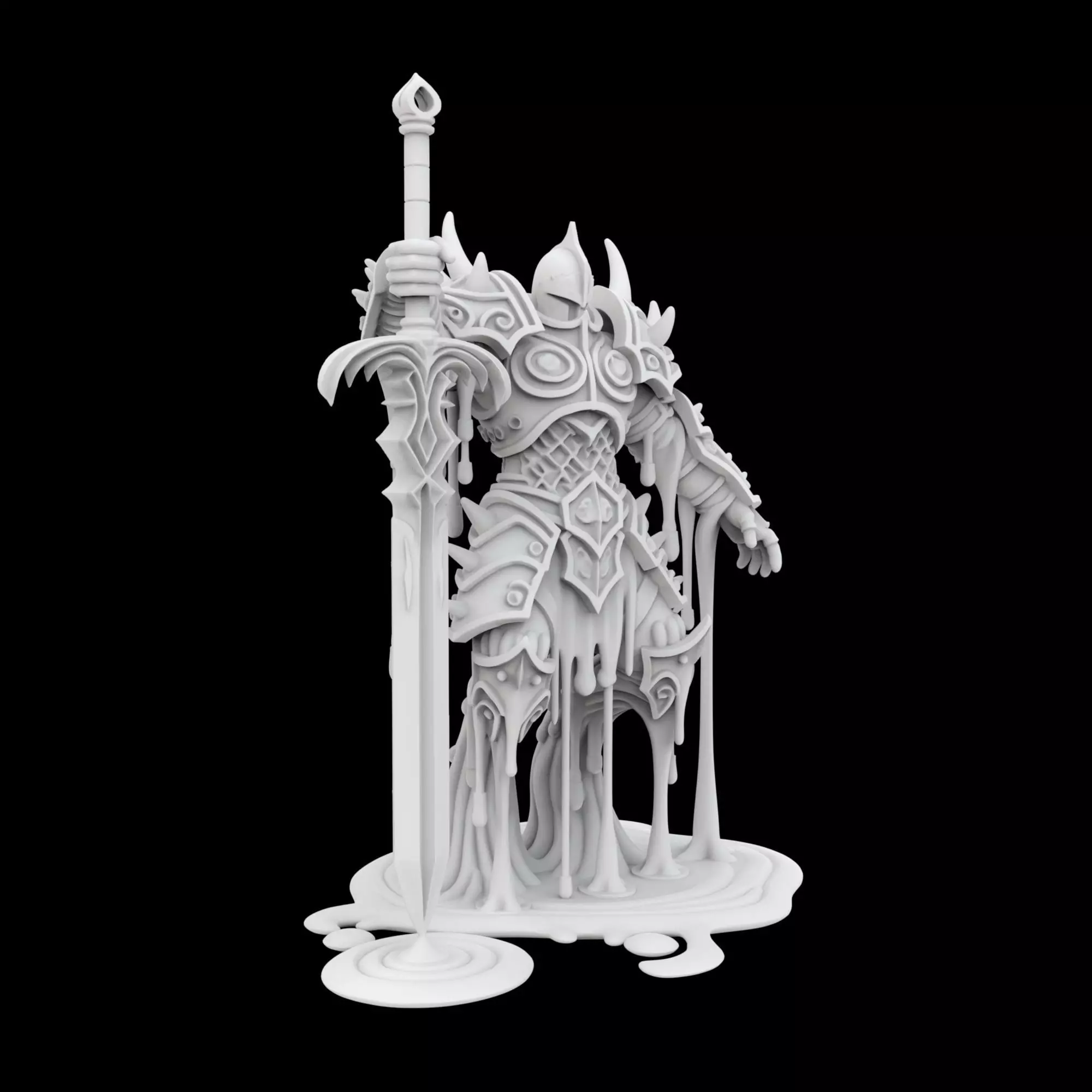 Melting Warrior Statue 3D print model_6