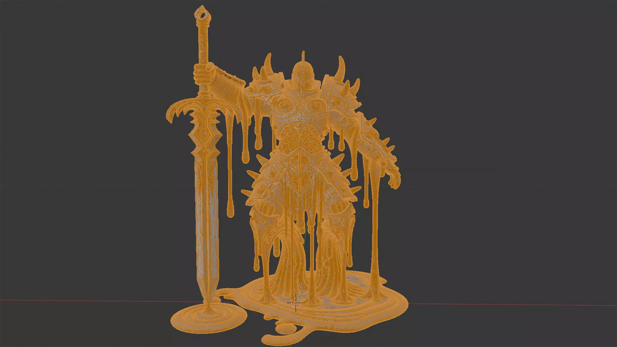 Melting Warrior Statue 3D print model_7