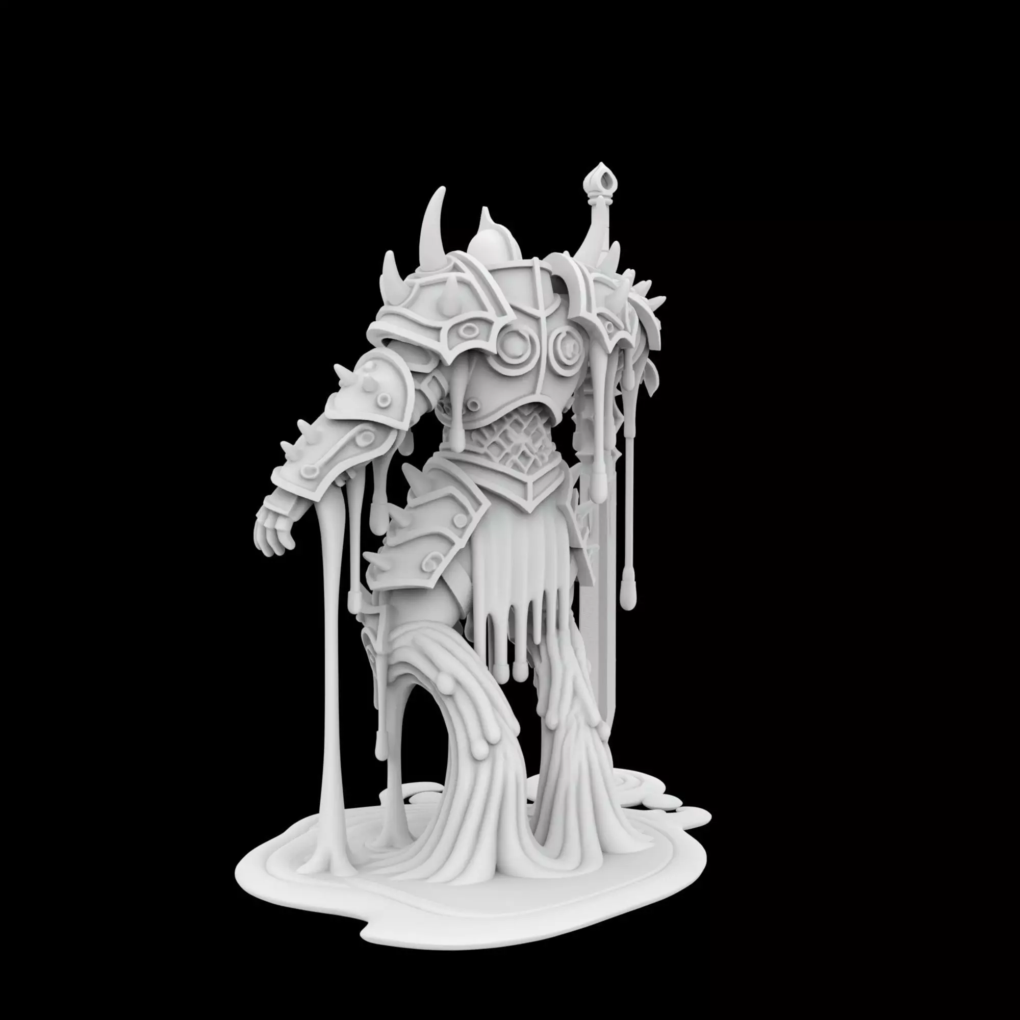 Melting Warrior Statue 3D print model_3