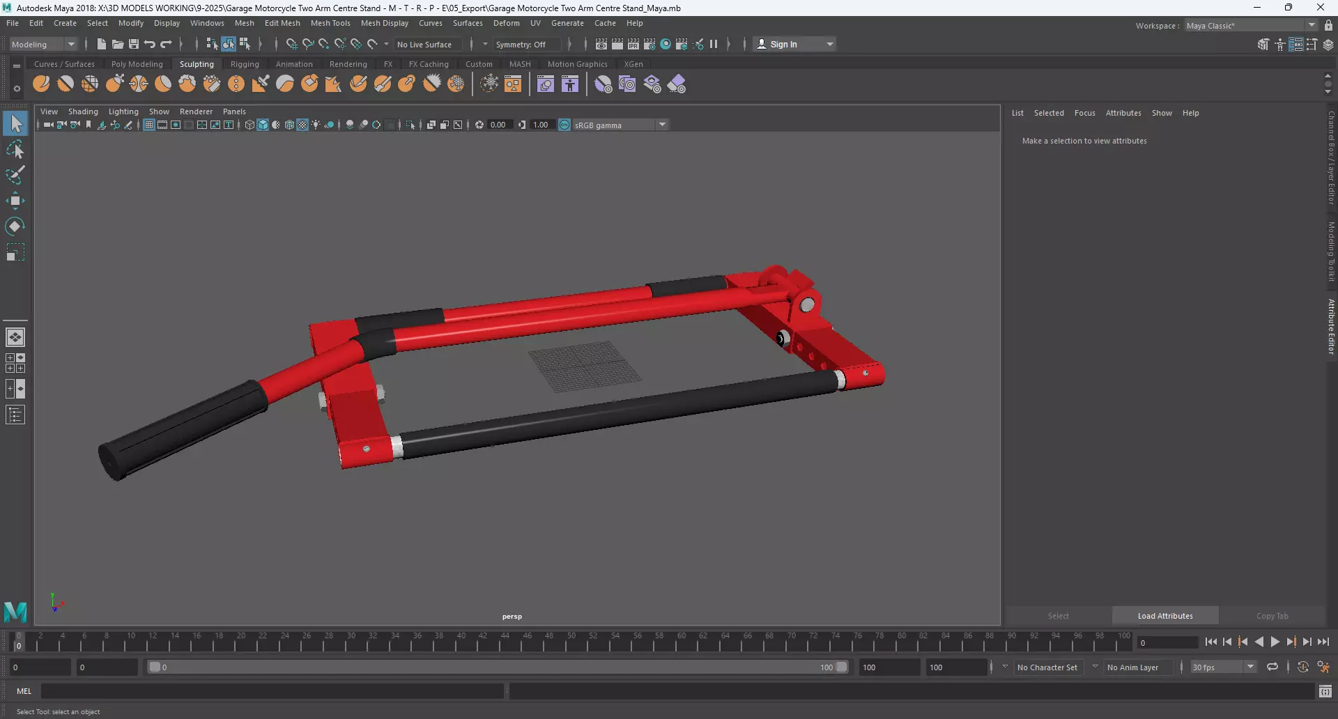 Garage Motorcycle Two Arm Centre Stand 3D model_12