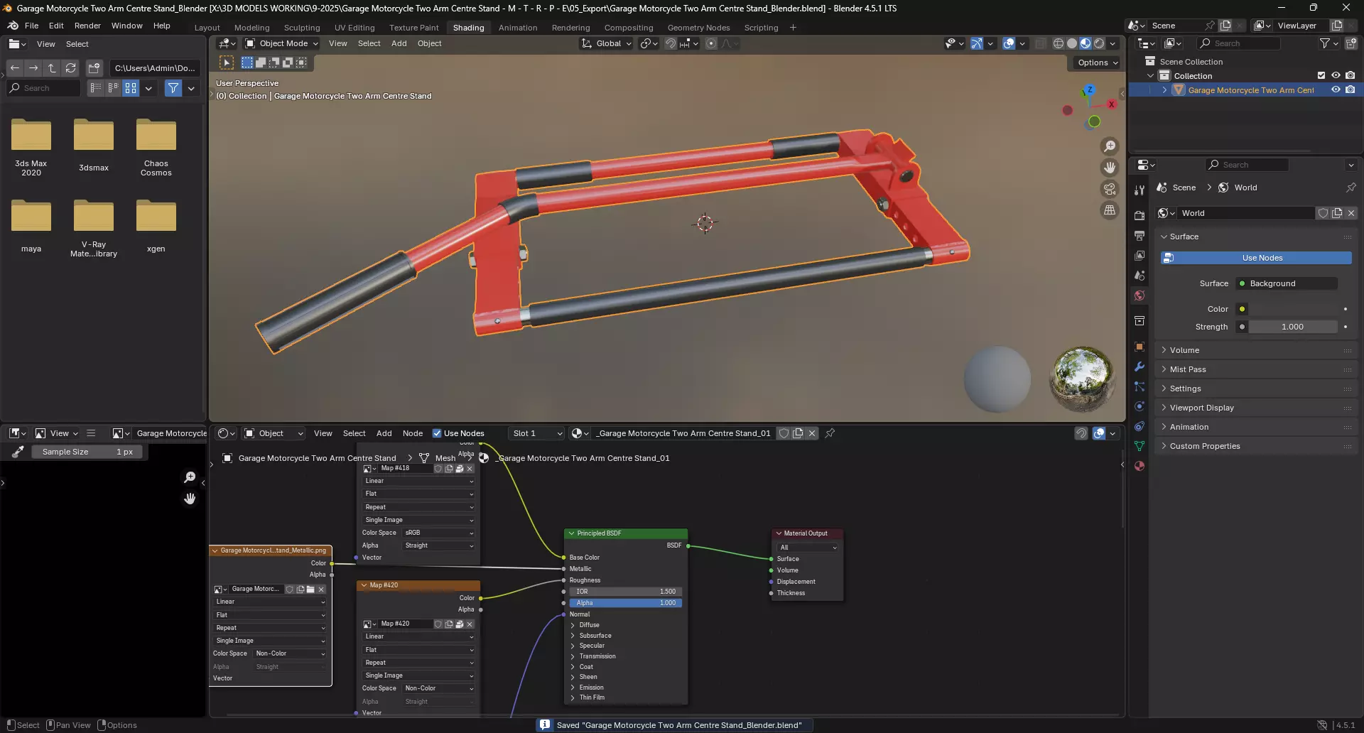 Garage Motorcycle Two Arm Centre Stand 3D model_10