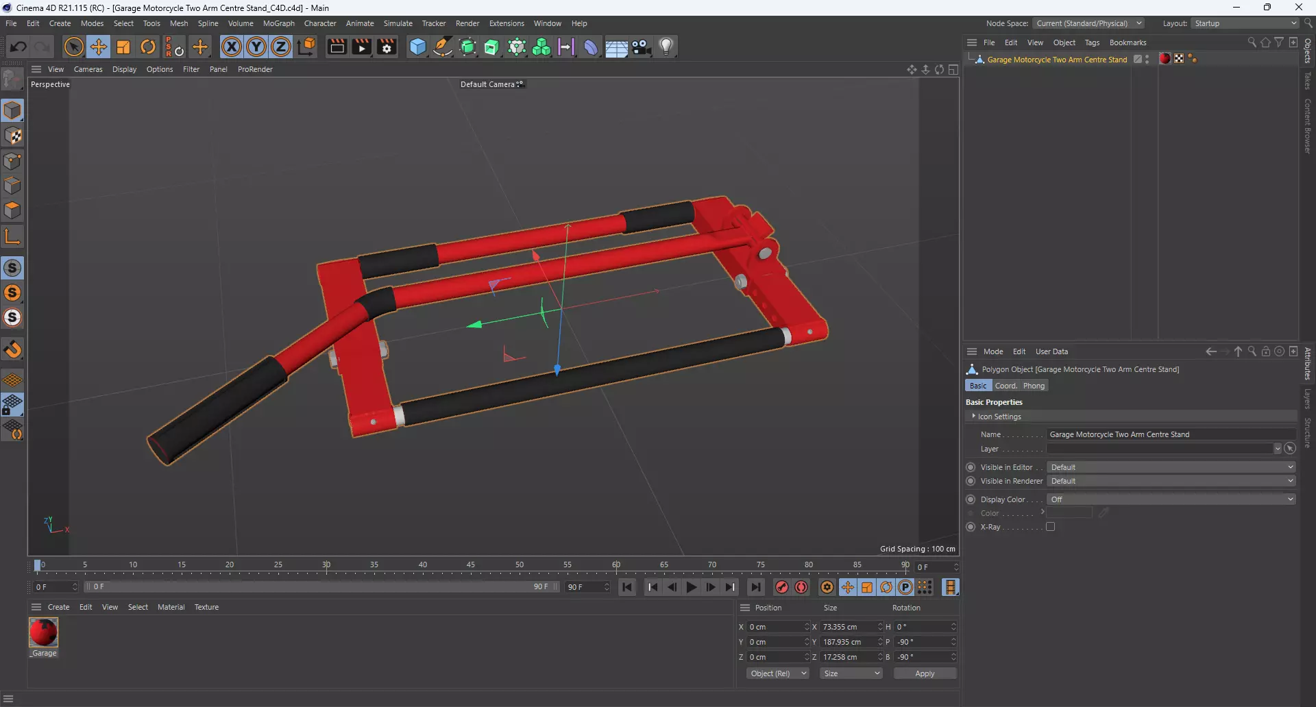 Garage Motorcycle Two Arm Centre Stand 3D model_11