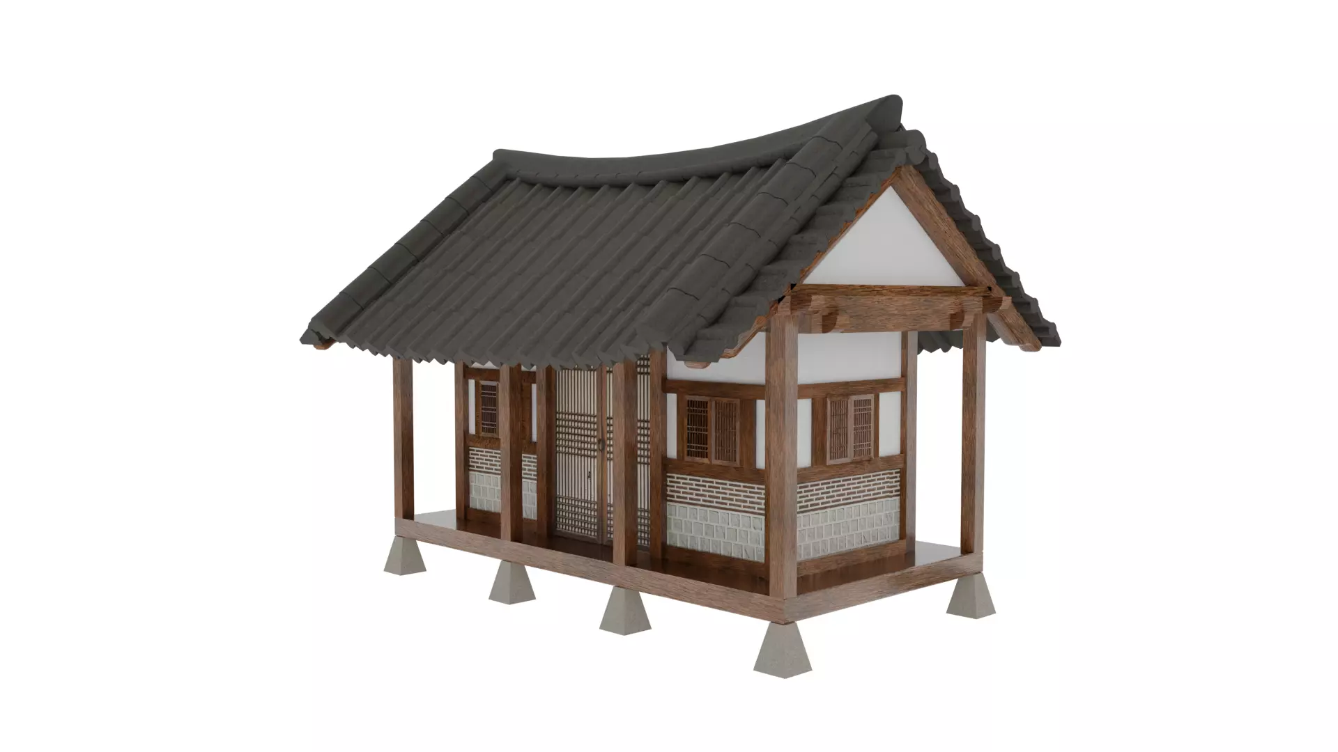 Korean Village 3D Model Pack Low-poly 3D model_2