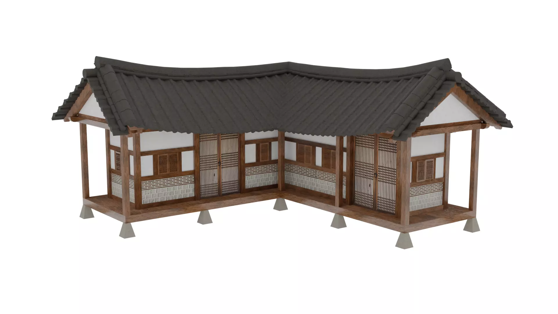Korean Village 3D Model Pack Low-poly 3D model_3