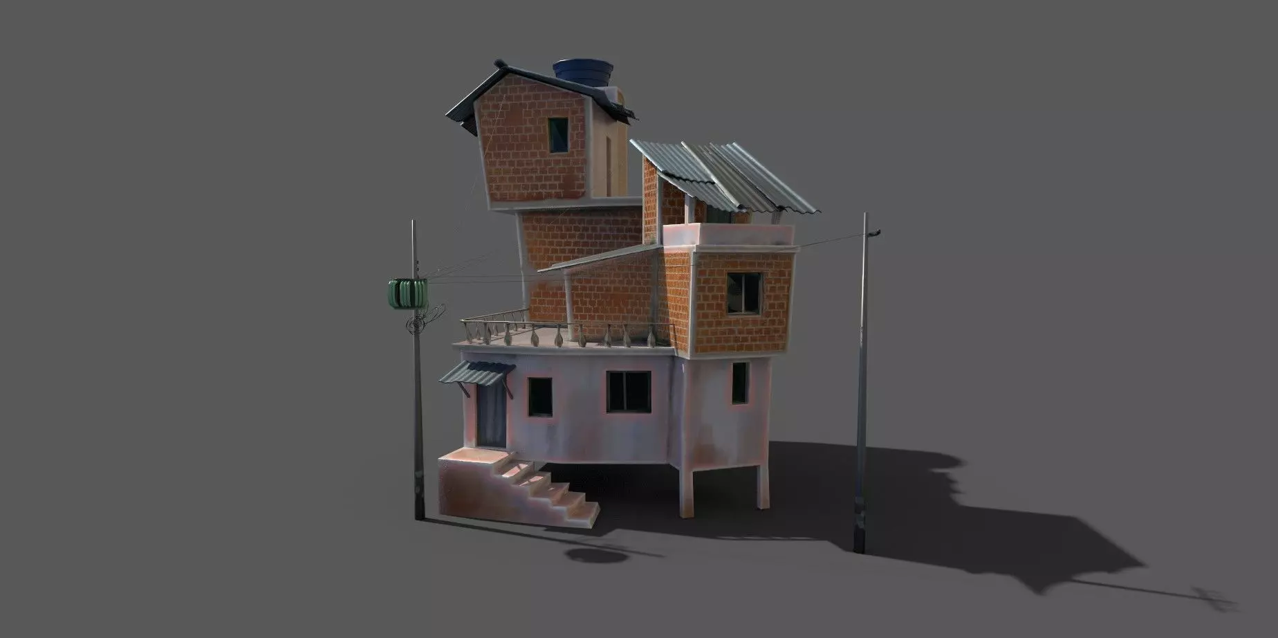 House 01 Low-poly 3D model_0