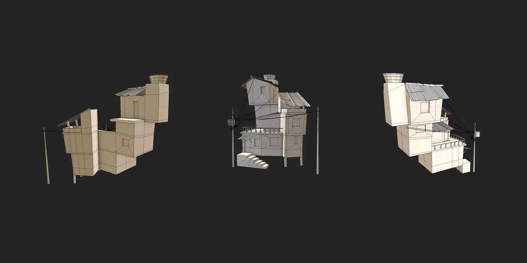 House 01 Low-poly 3D model_3
