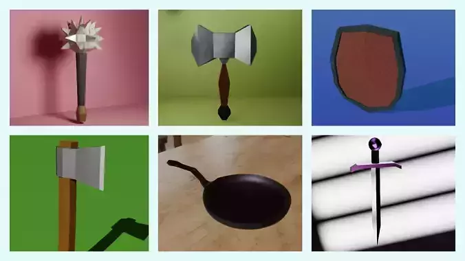 Low poly weapons pack 6