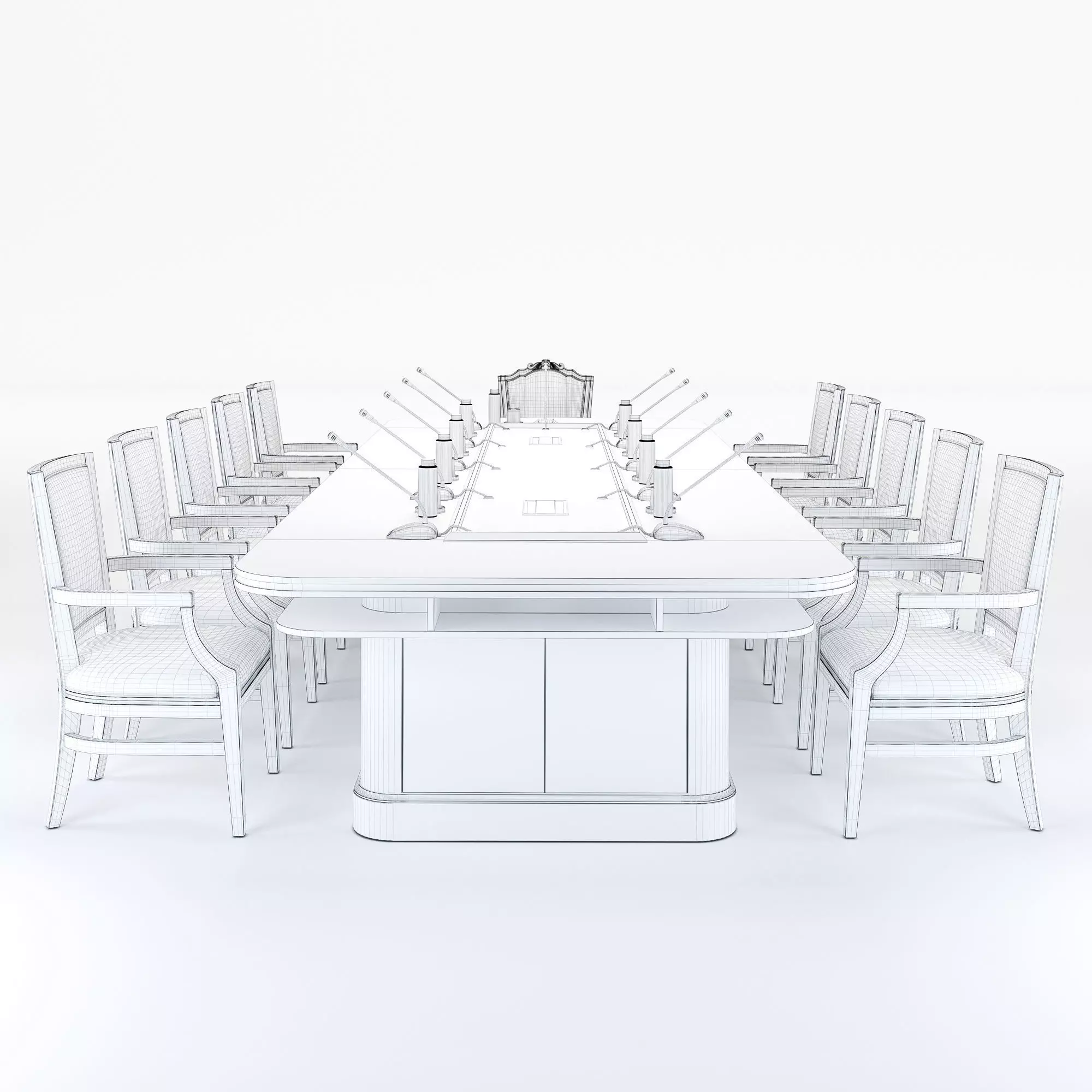 Meeting table and chairs set 3D Model Low-poly 3D model_5