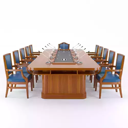 Meeting table and chairs set 3D Model Low-poly 3D model Meeting table and chairs set 3D Model Low-poly 3D model