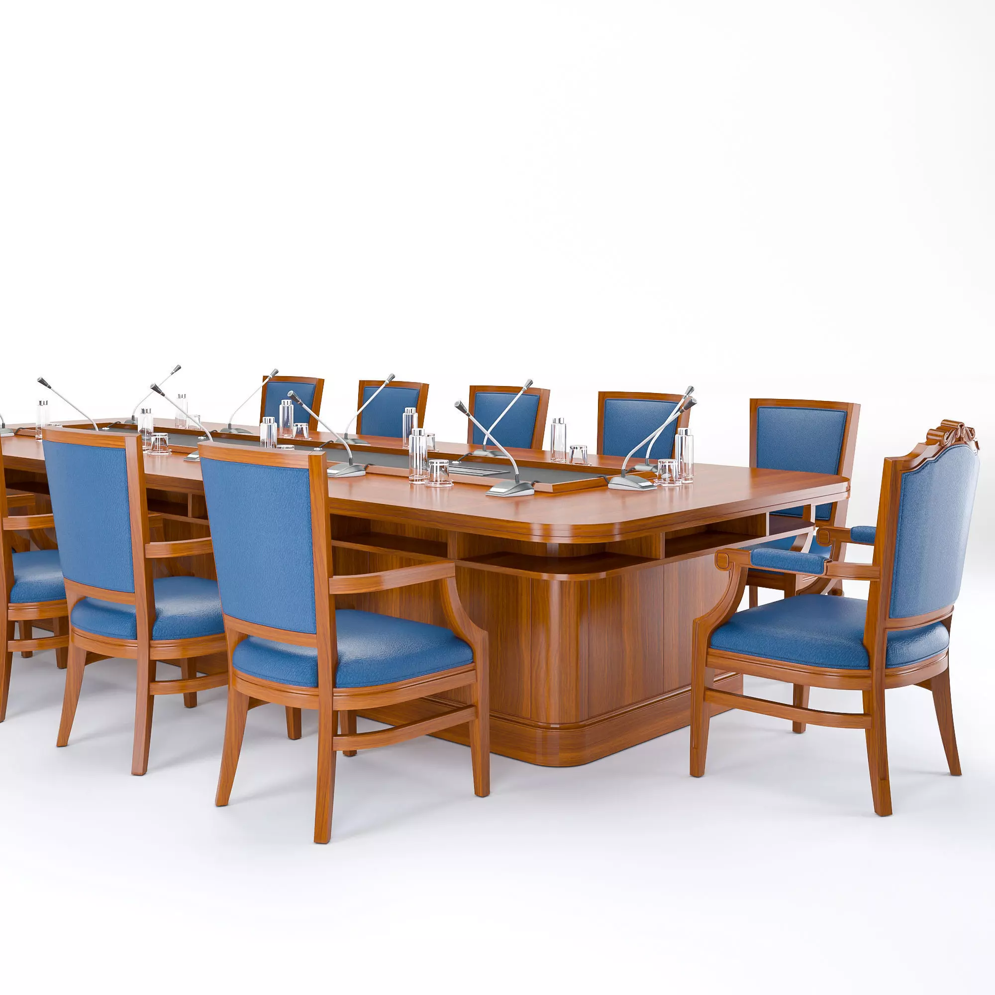 Meeting table and chairs set 3D Model Low-poly 3D model_2