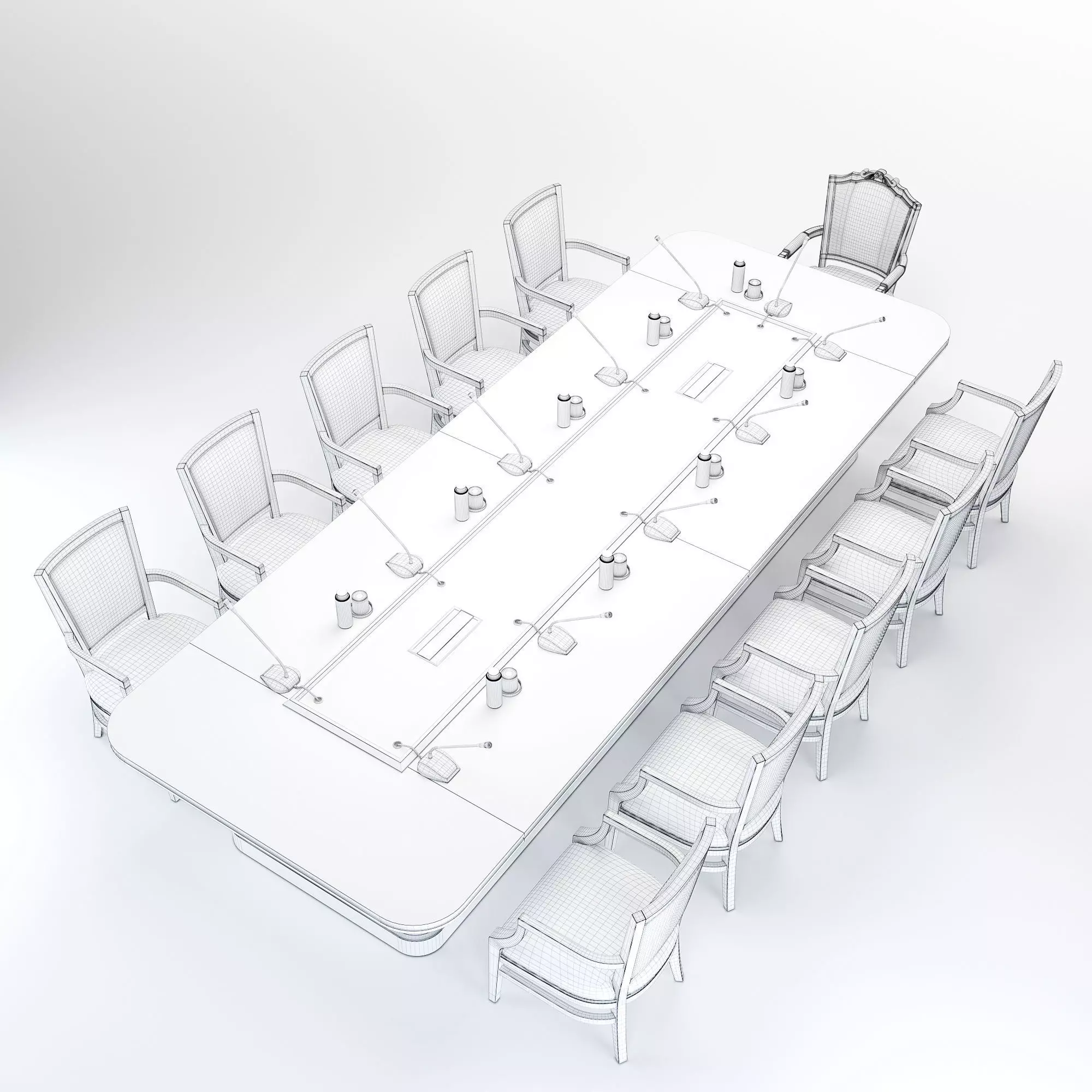 Meeting table and chairs set 3D Model Low-poly 3D model_4