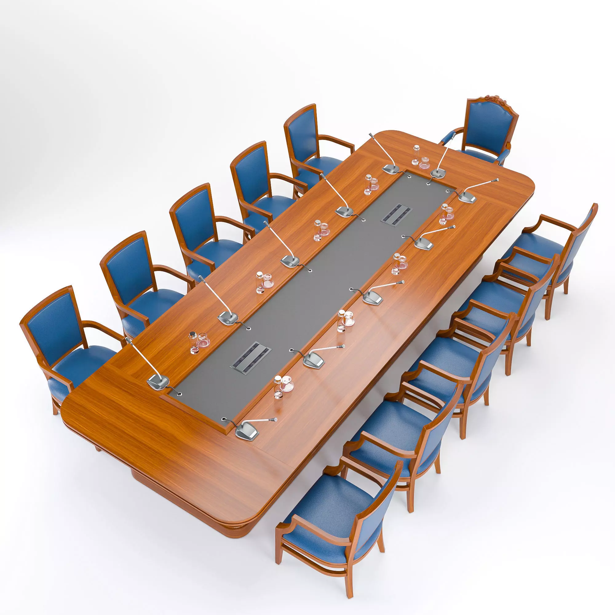 Meeting table and chairs set 3D Model Low-poly 3D model_3