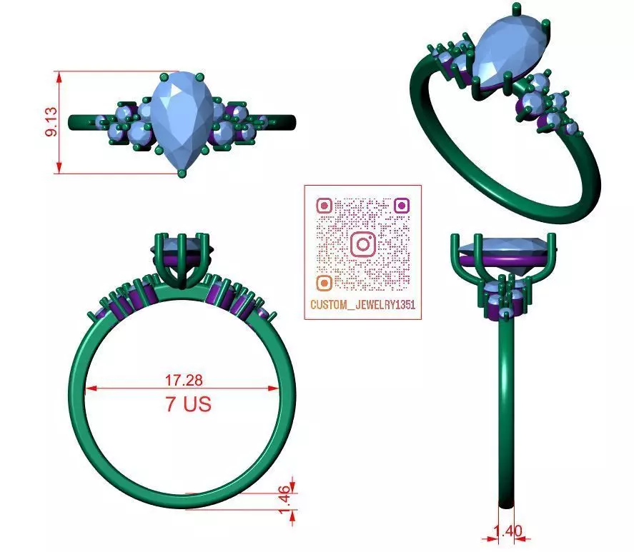 Solitaire Ring 3D print model_5