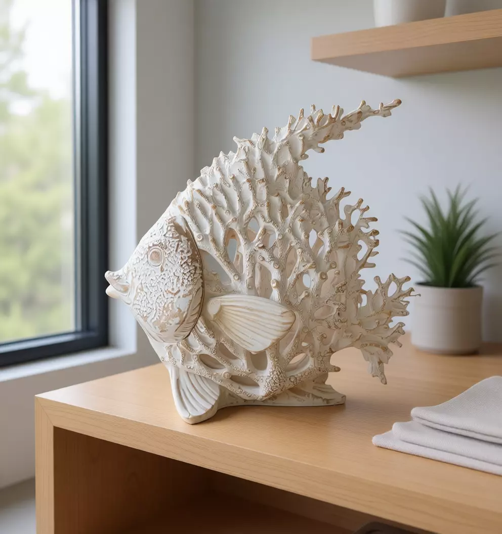 Coral Fish Sculpture 3D Ocean-Inspired Art Natural Texture Low-poly 3D model_1