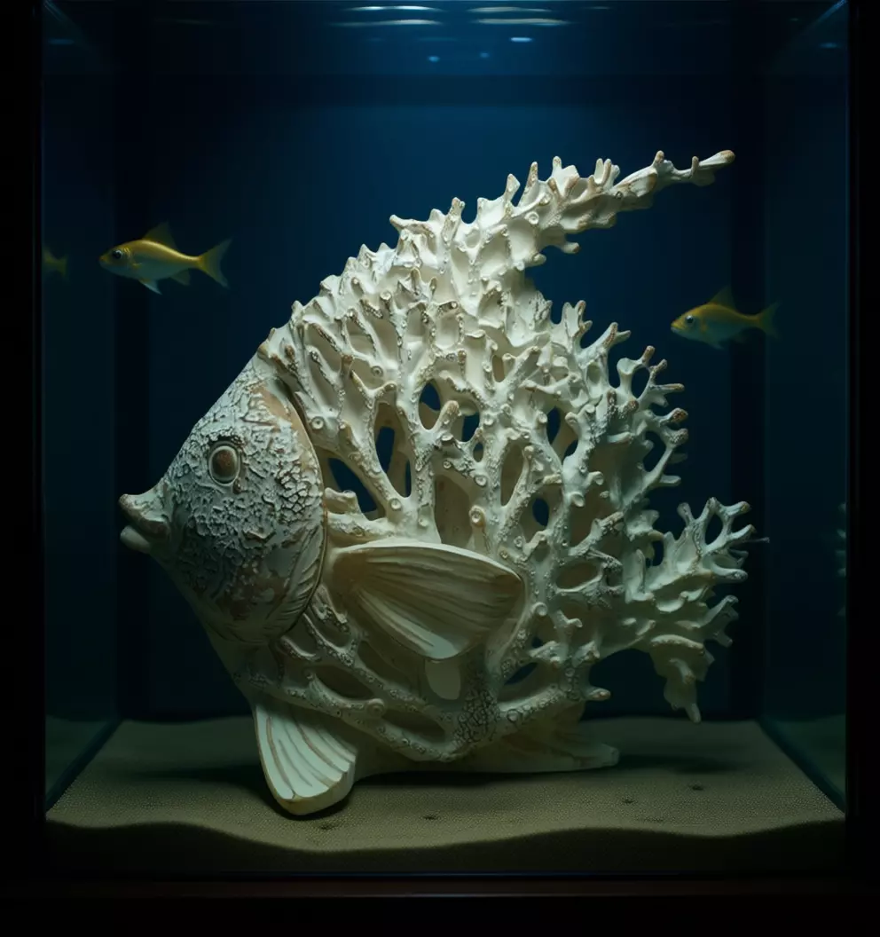 Coral Fish Sculpture 3D Ocean-Inspired Art Natural Texture Low-poly 3D model_6