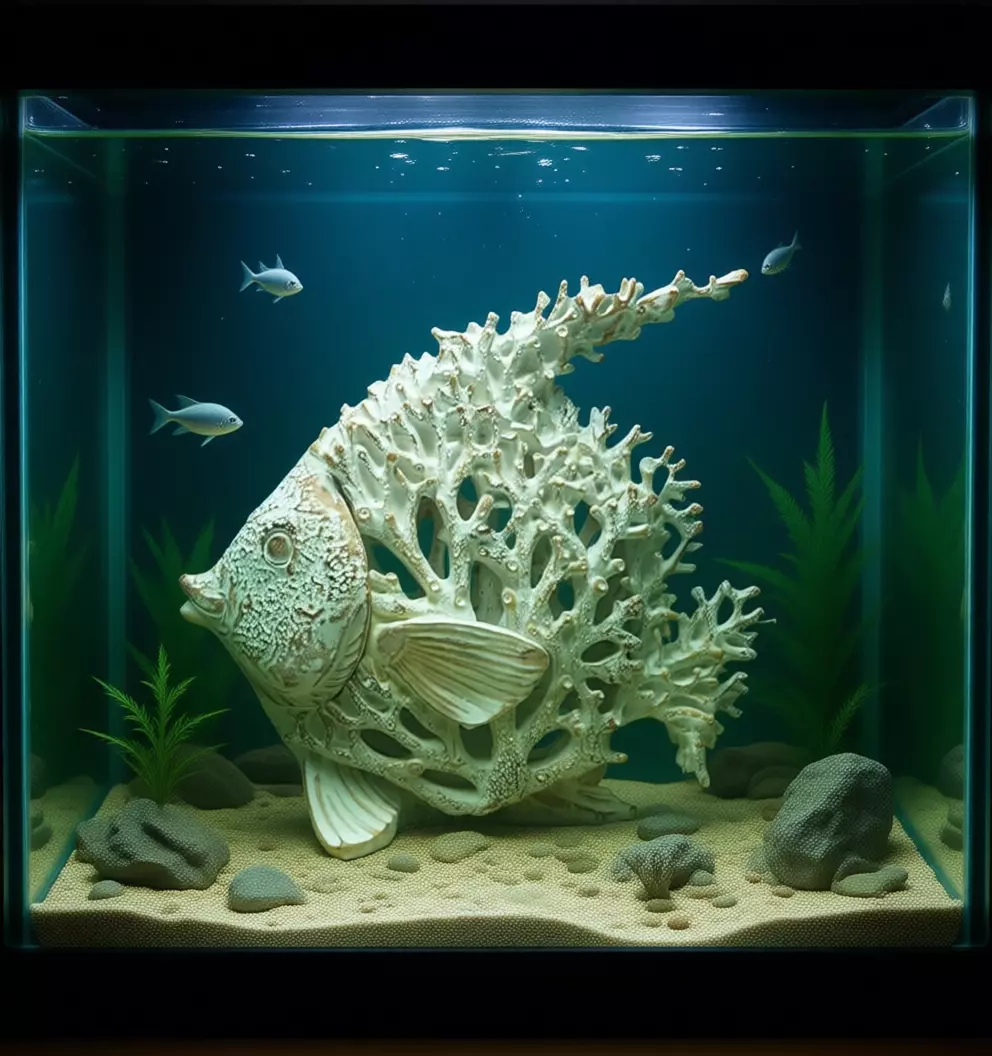 Coral Fish Sculpture 3D Ocean-Inspired Art Natural Texture Low-poly 3D model_2
