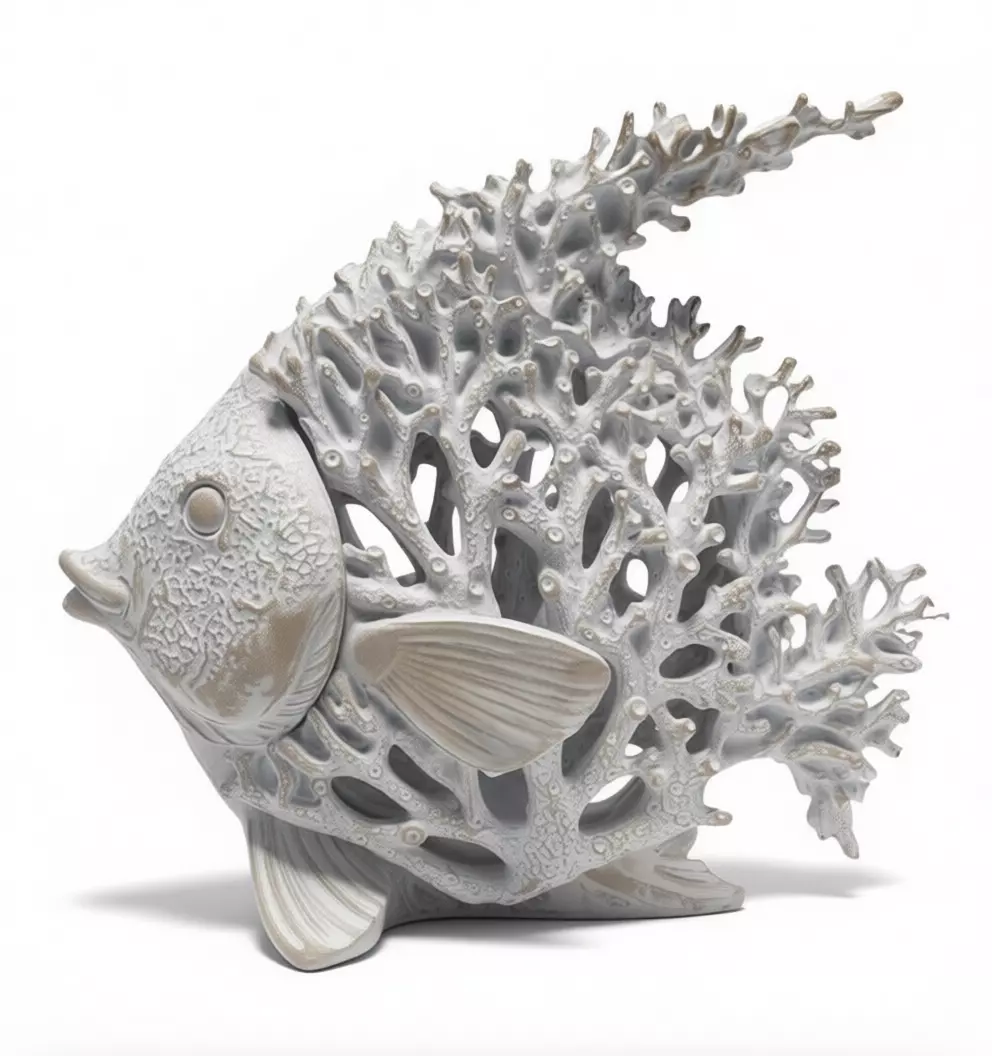 Coral Fish Sculpture 3D Ocean-Inspired Art Natural Texture Low-poly 3D model_5