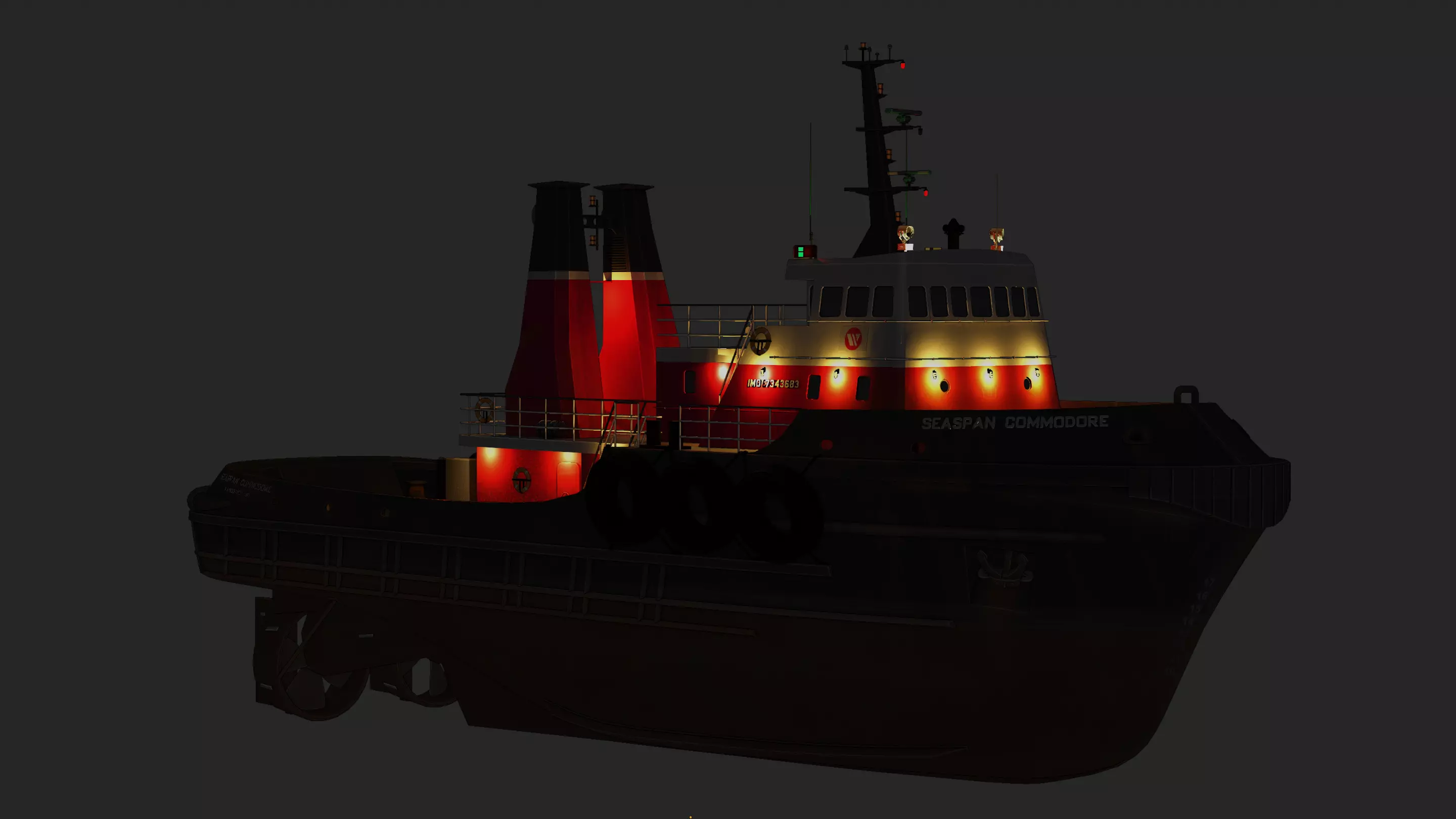 Harbour Tugboat Low-poly 3D model_14