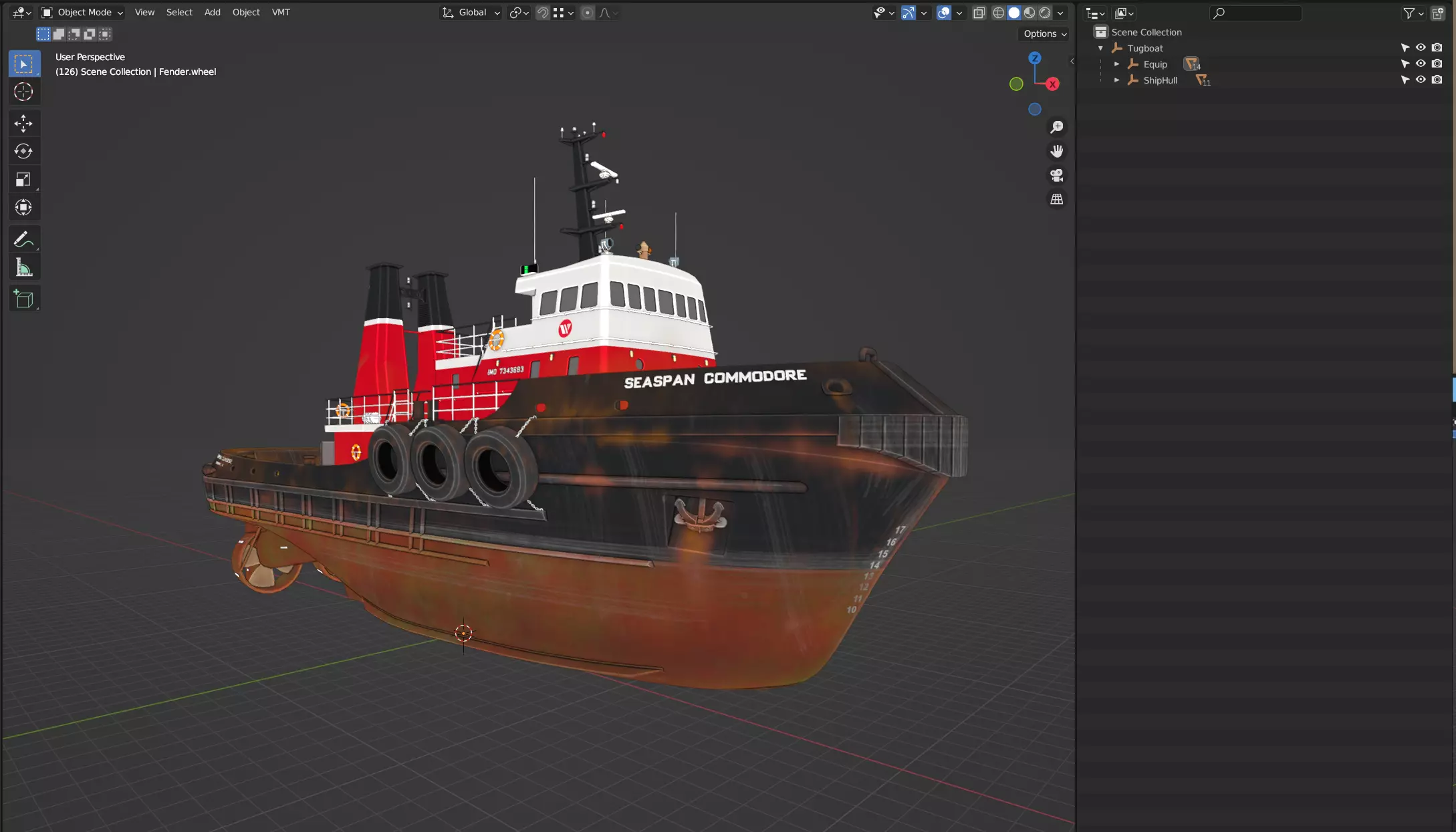 Harbour Tugboat Low-poly 3D model_22