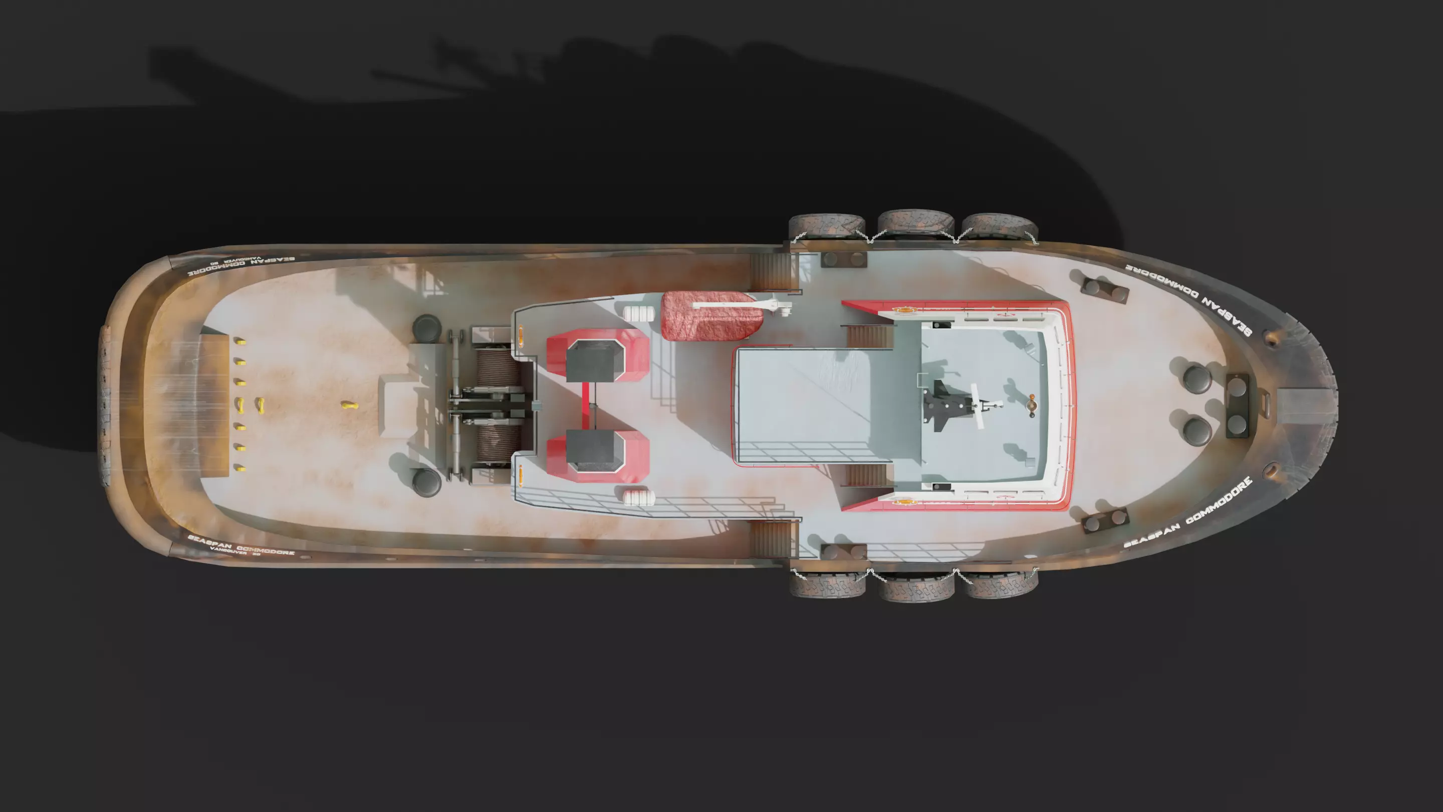 Harbour Tugboat Low-poly 3D model_5