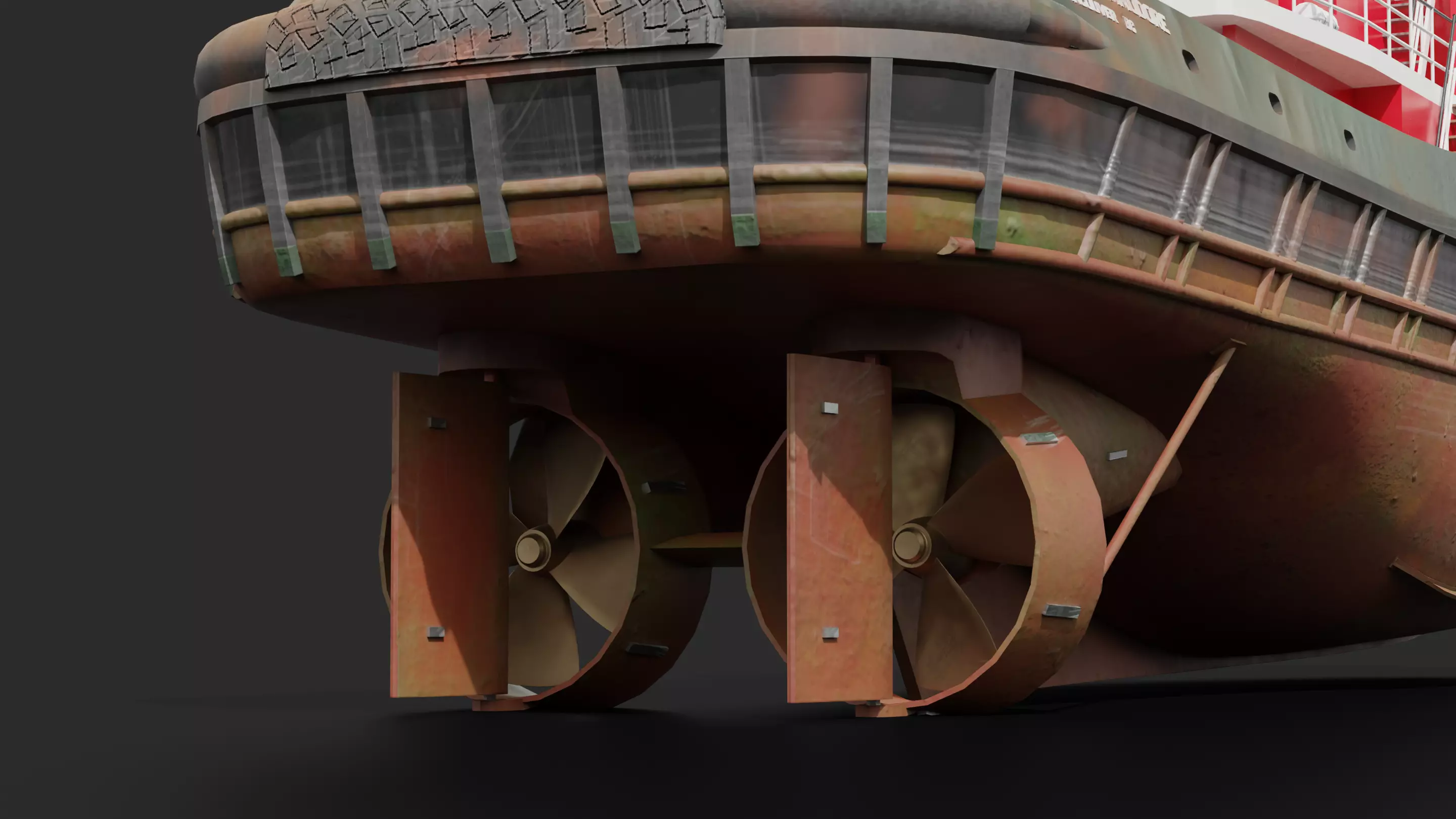 Harbour Tugboat Low-poly 3D model_9