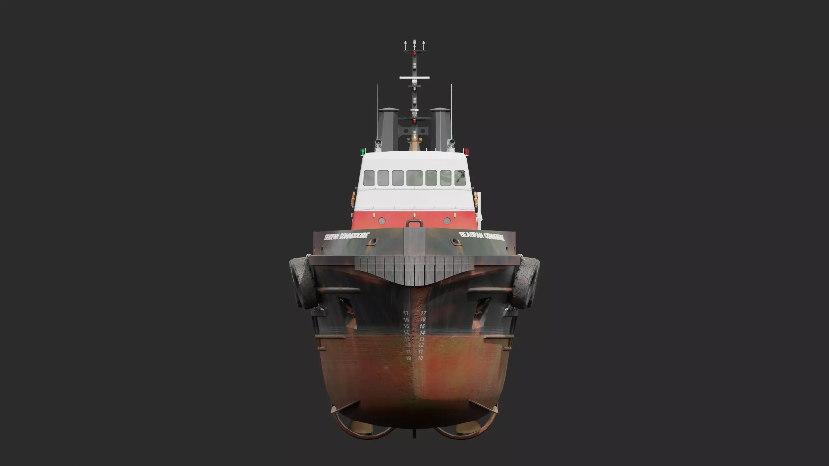 Harbour Tugboat Low-poly 3D model_1