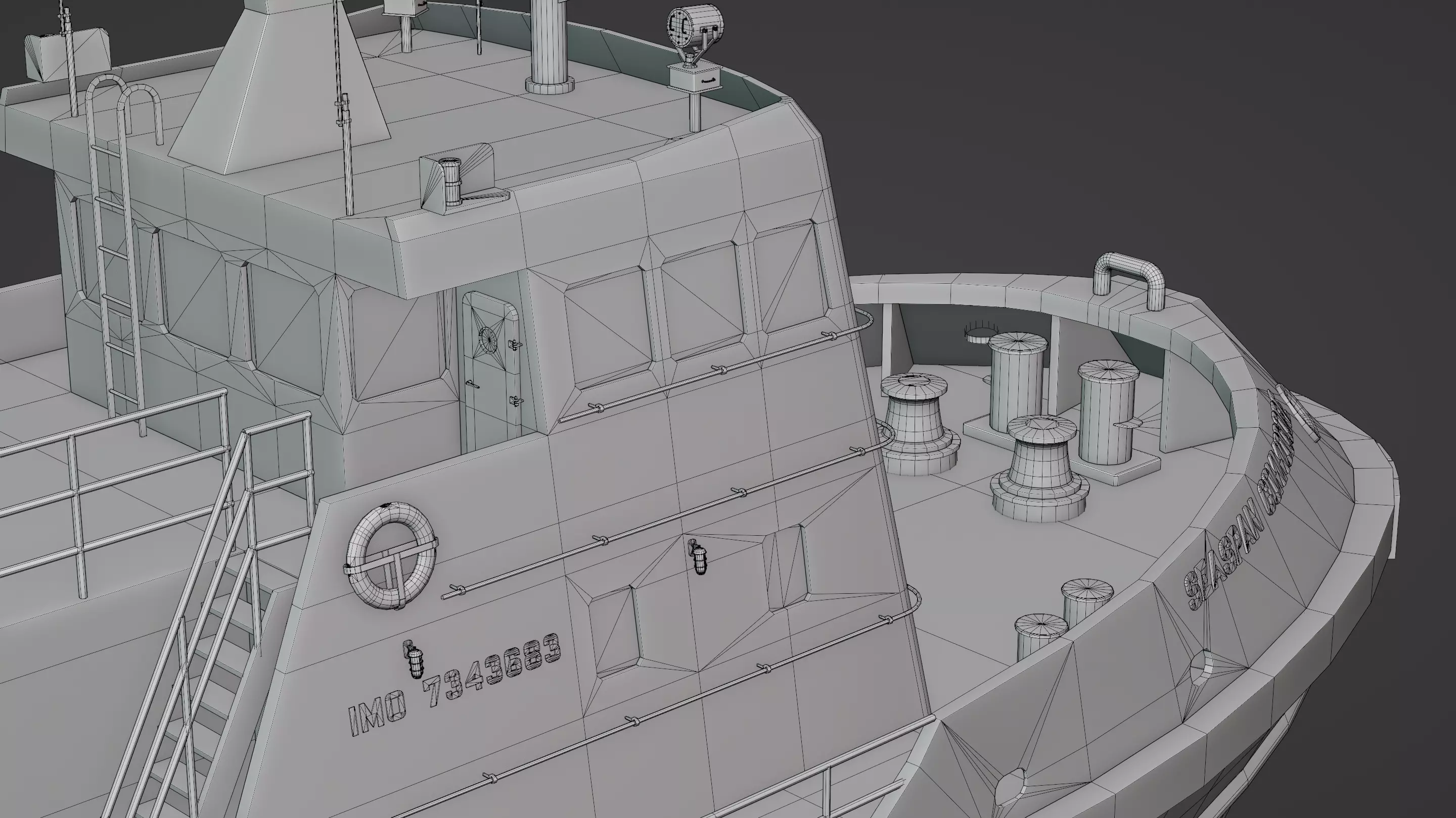 Harbour Tugboat Low-poly 3D model_20