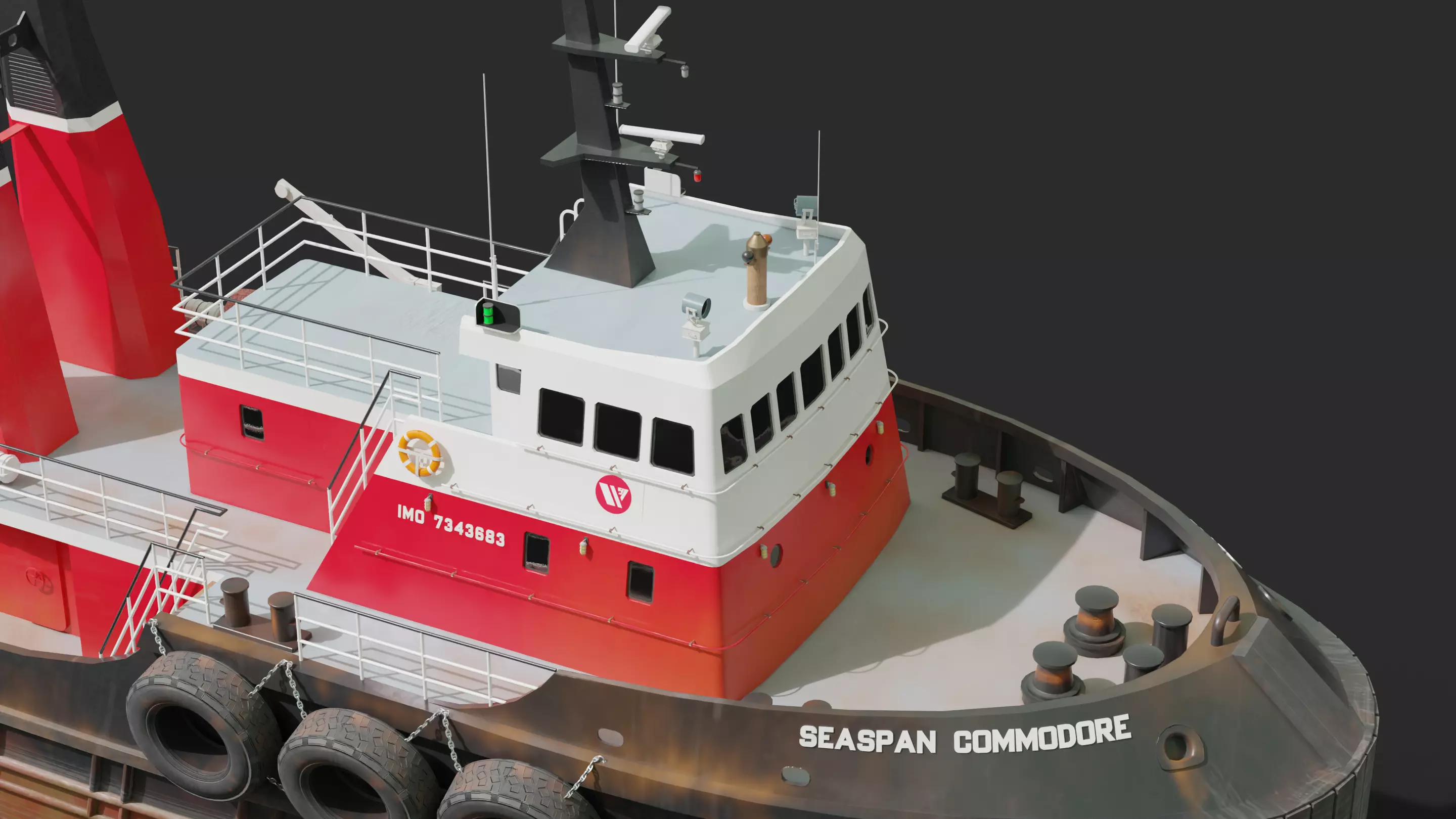 Harbour Tugboat Low-poly 3D model_12