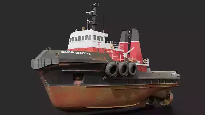 Harbour Tugboat Low-poly 3D model