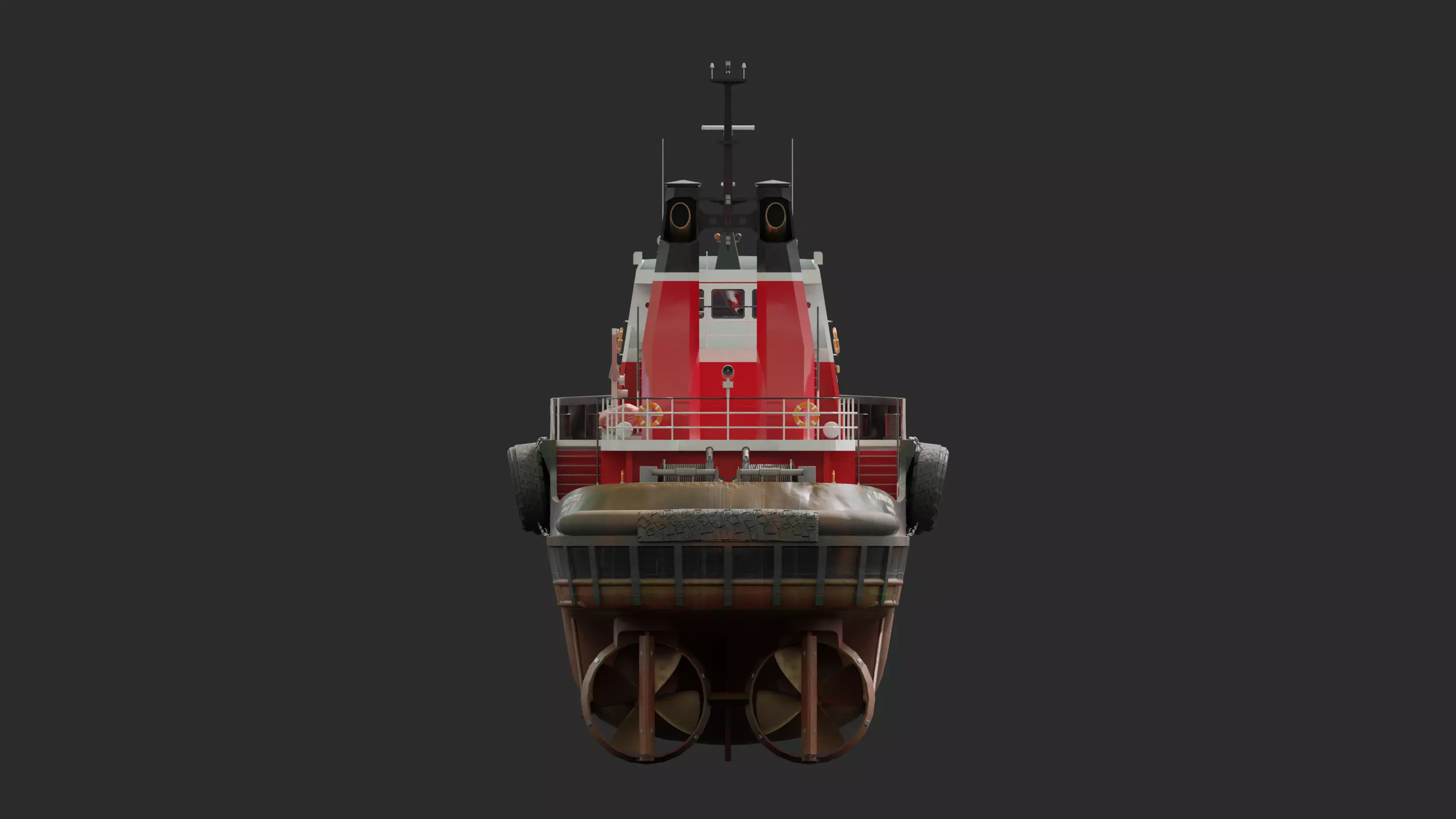 Harbour Tugboat Low-poly 3D model_3