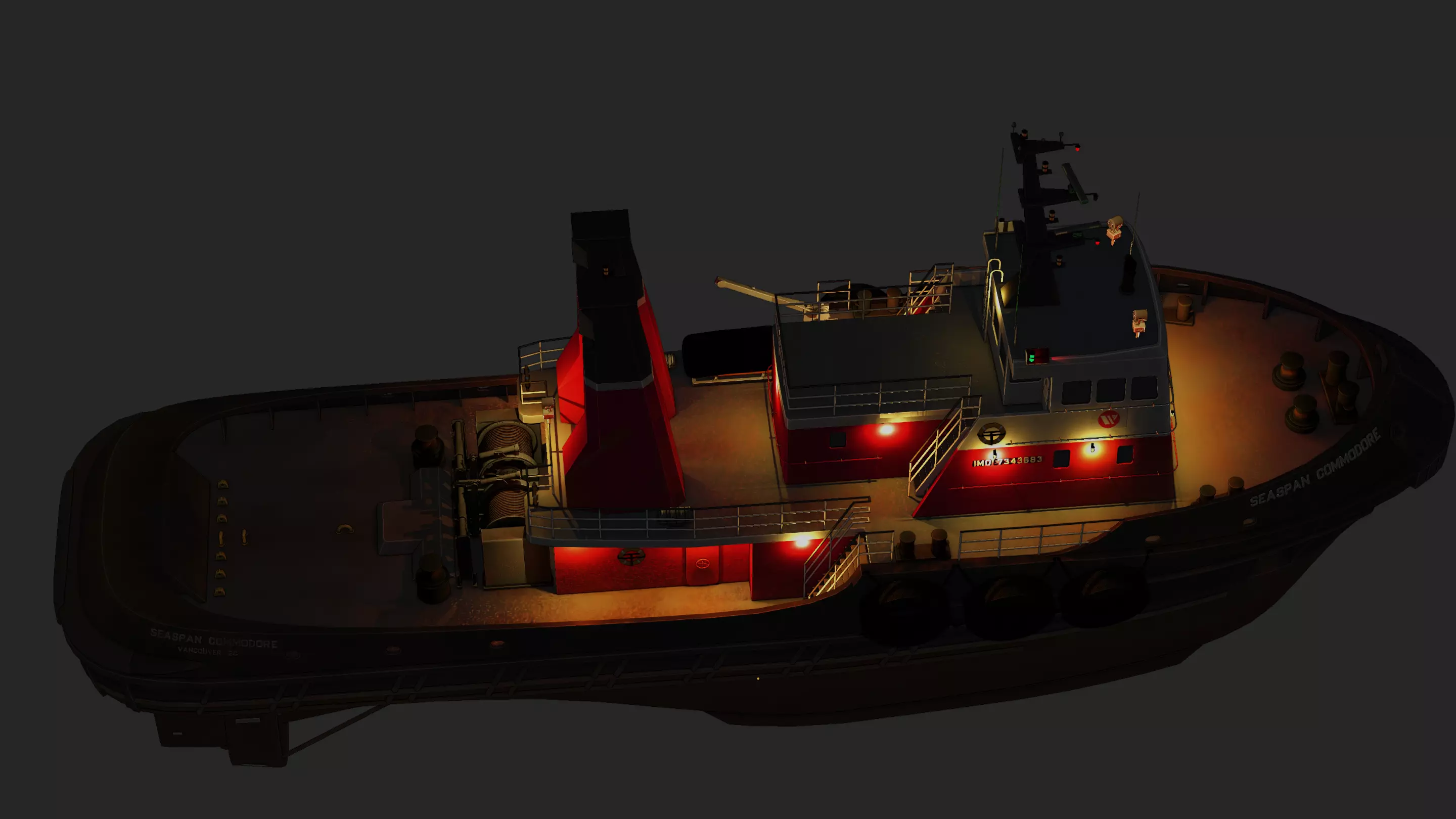 Harbour Tugboat Low-poly 3D model_16