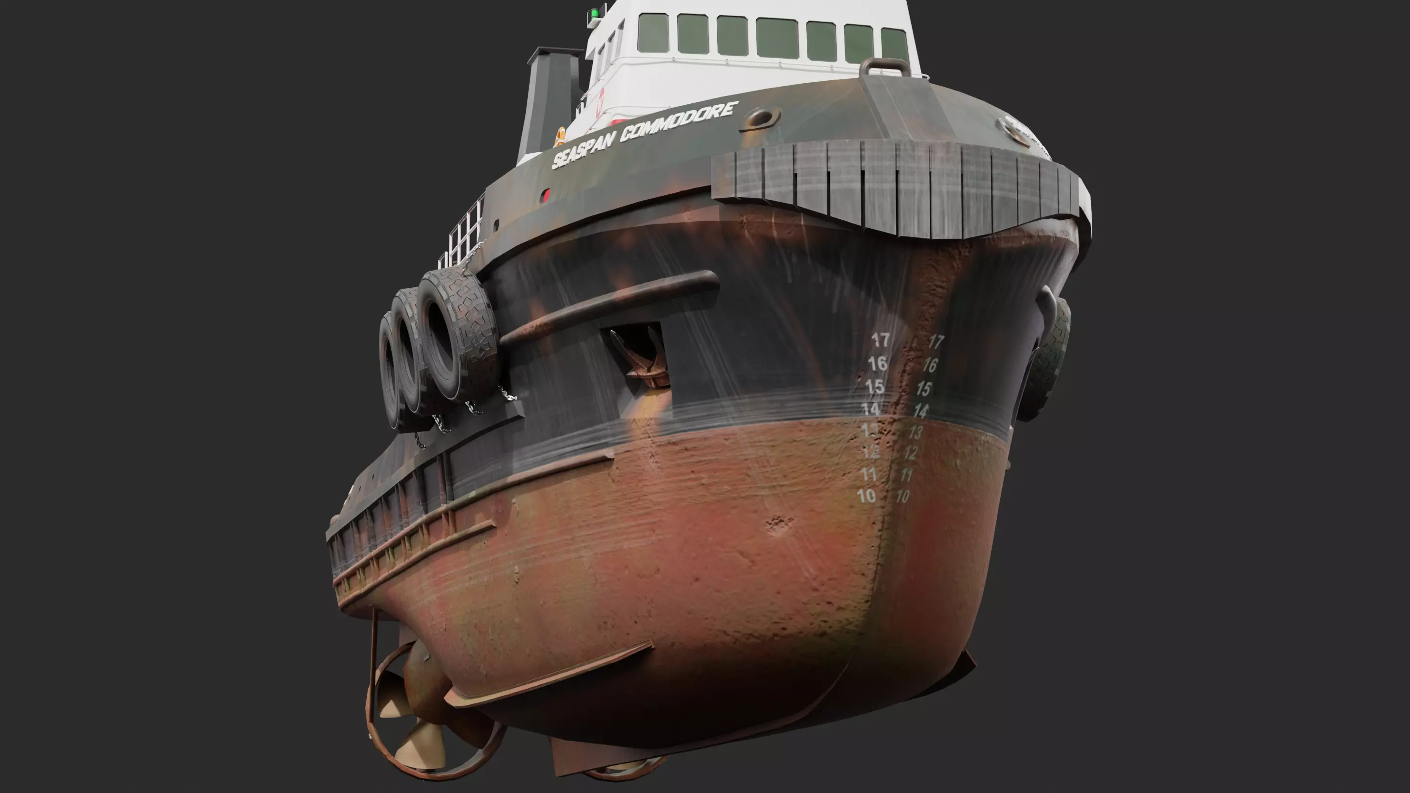 Harbour Tugboat Low-poly 3D model_6