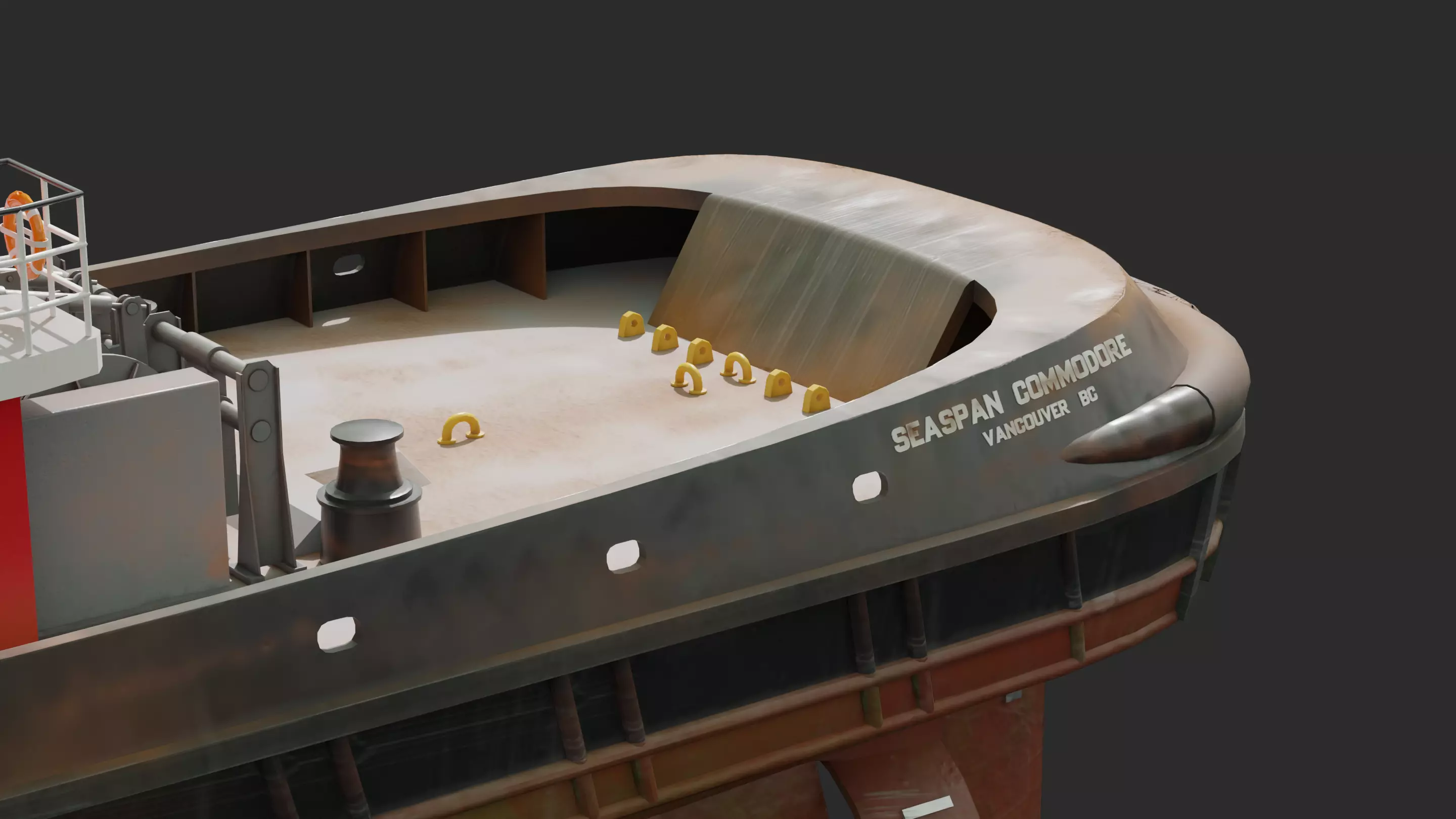 Harbour Tugboat Low-poly 3D model_10