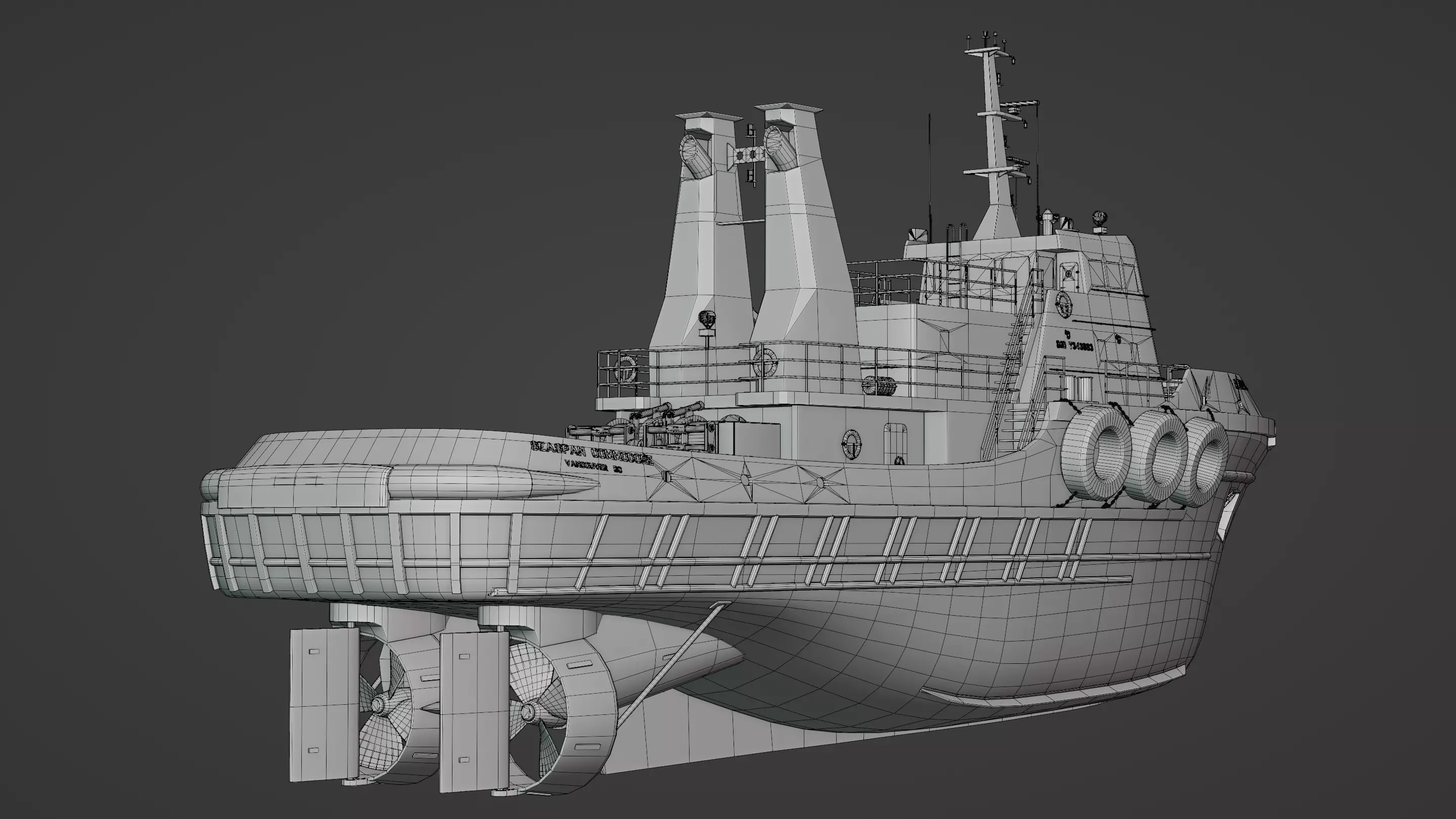 Harbour Tugboat Low-poly 3D model_18