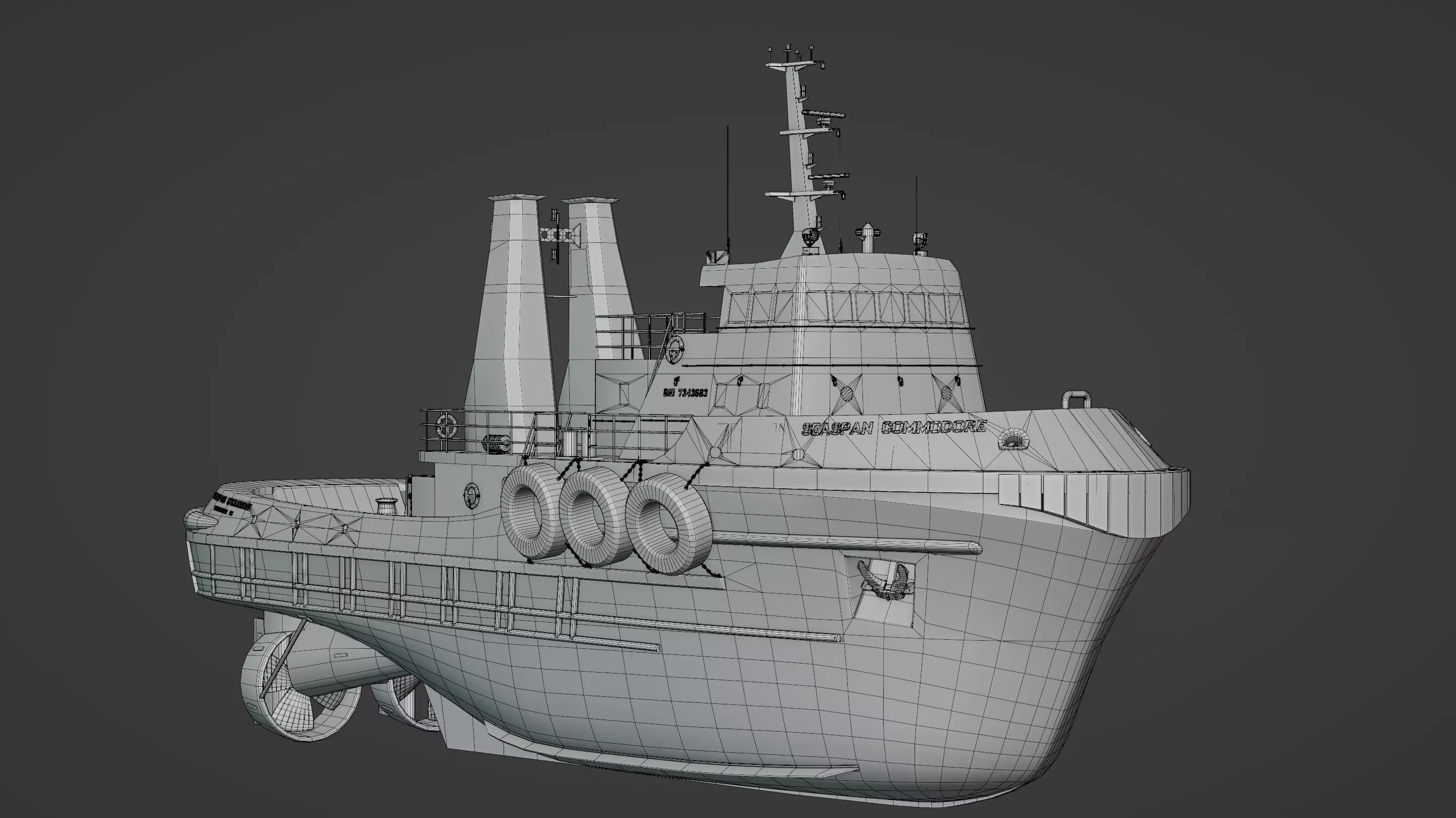 Harbour Tugboat Low-poly 3D model_17
