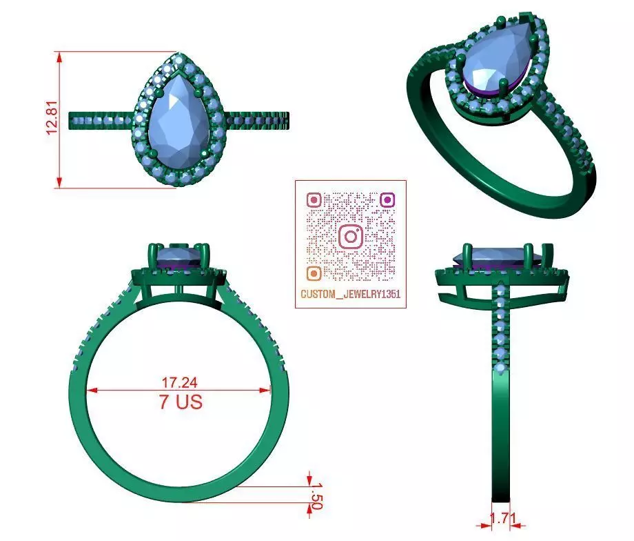 Solitaire Ring 3D print model_4
