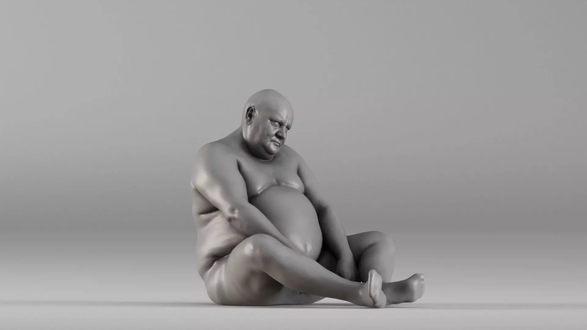 S00110 Seated Male Figure Expressive Human Anatomy Study 3D print model_3