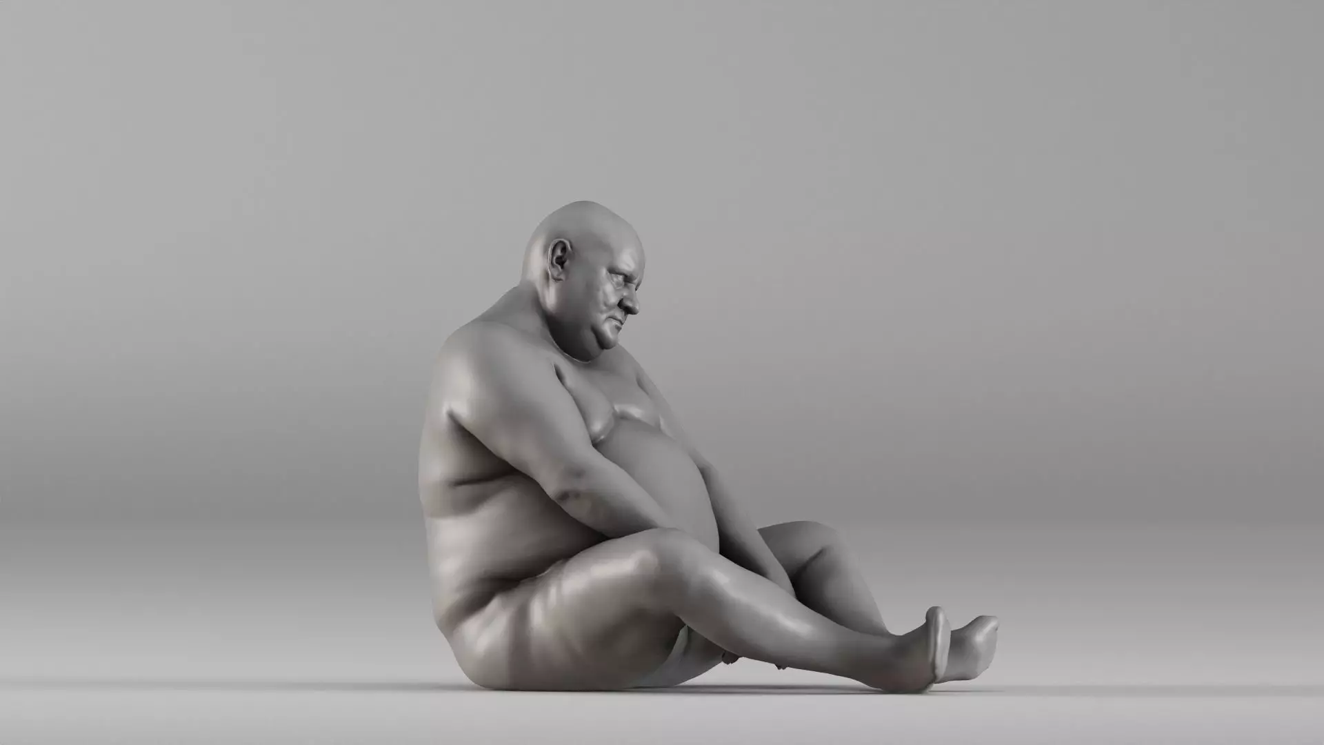 S00110 Seated Male Figure Expressive Human Anatomy Study 3D print model_4