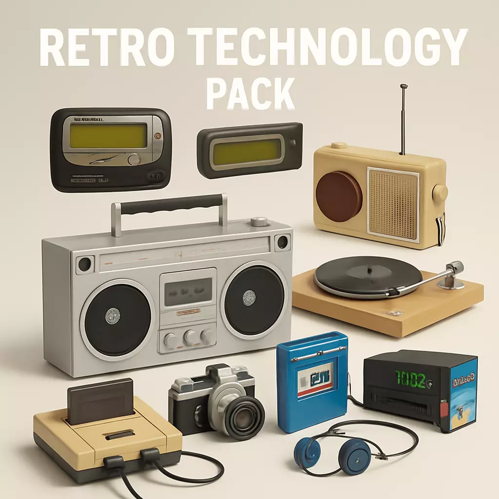 Retro Technology Pack Low-poly 3D model