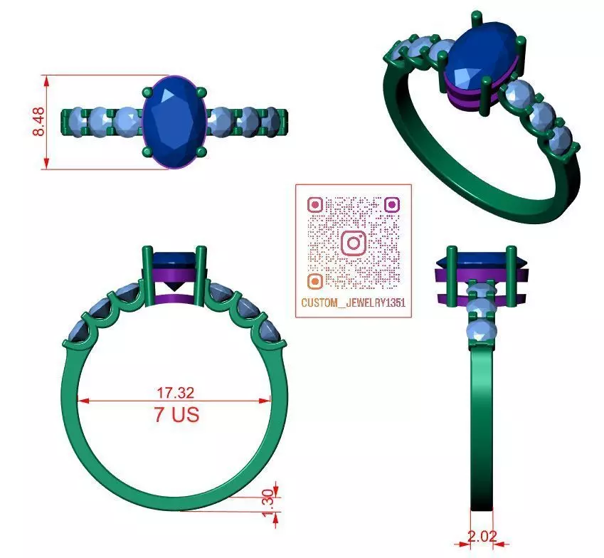 Solitaire Ring 3D print model_5