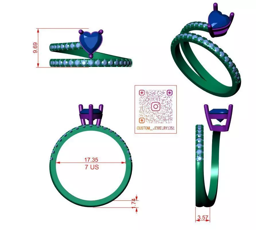 Solitaire Ring 3D print model_5