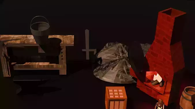 Medieval Blacksmith Forge Props Pack Workshop Assets  Low-poly 3D model