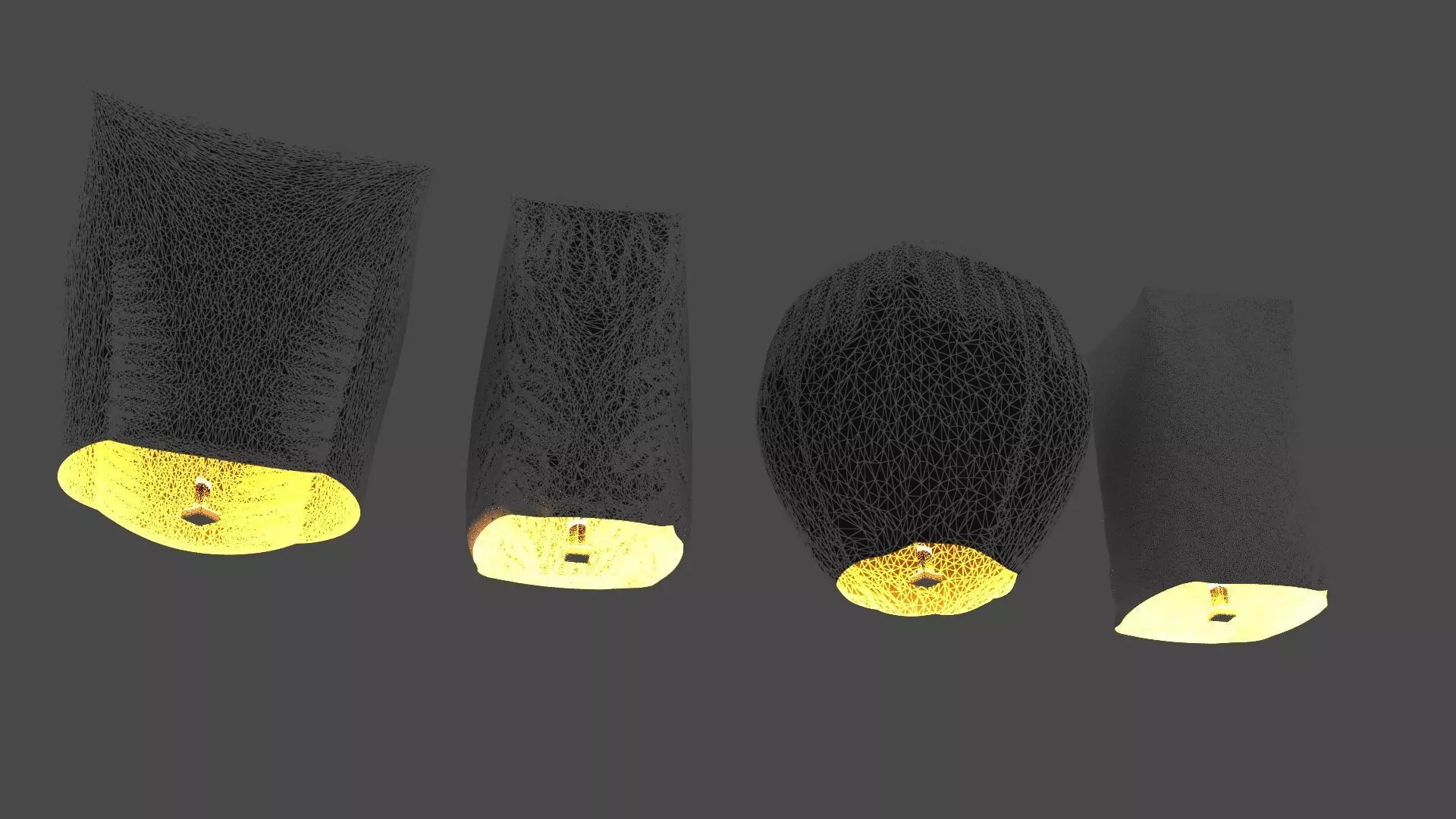 Chinese red sky lantern Low-poly 3D model_7