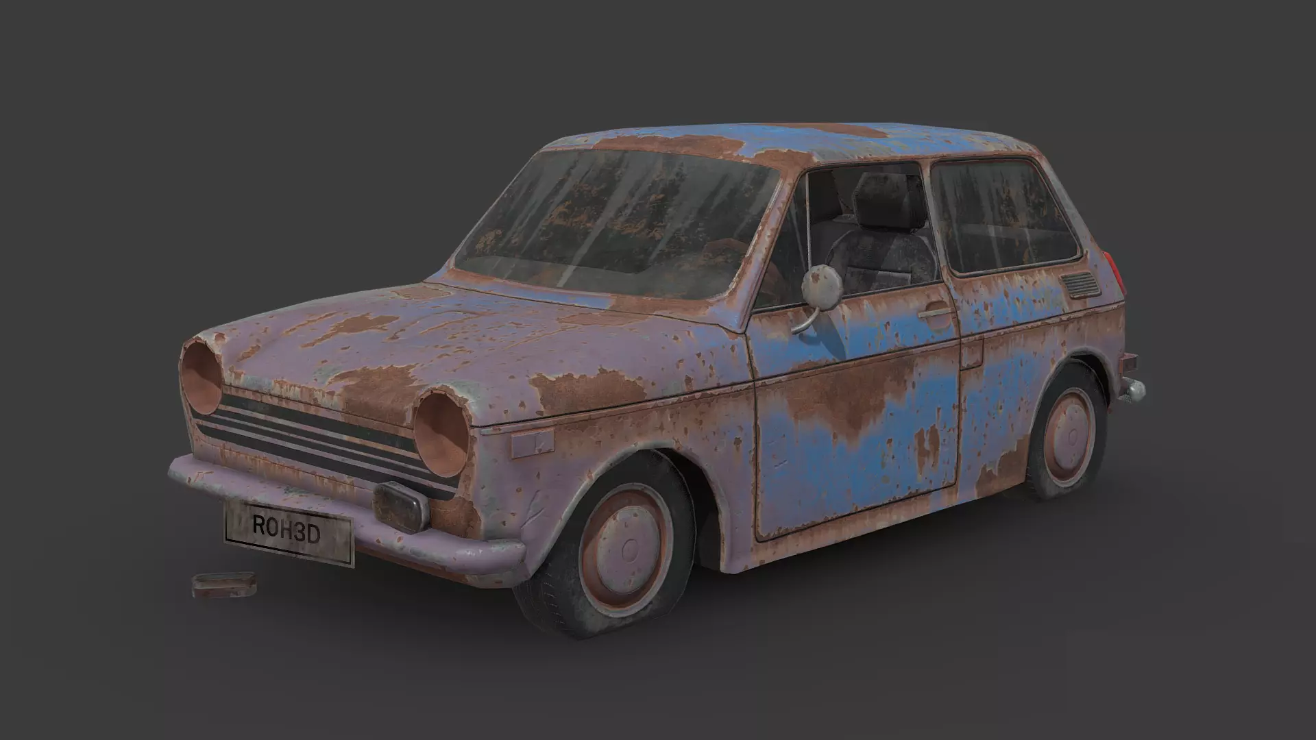 Abandoned Car - Honda N600 Low-poly 3D model