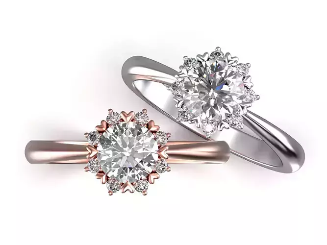 Engagement Solitaire Ring with 6mm stone 3D print model