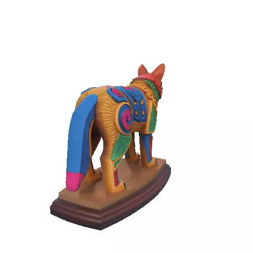 2274  Color 3D Model of a Totem Style Wolf on a Pedestal 3D print model_11